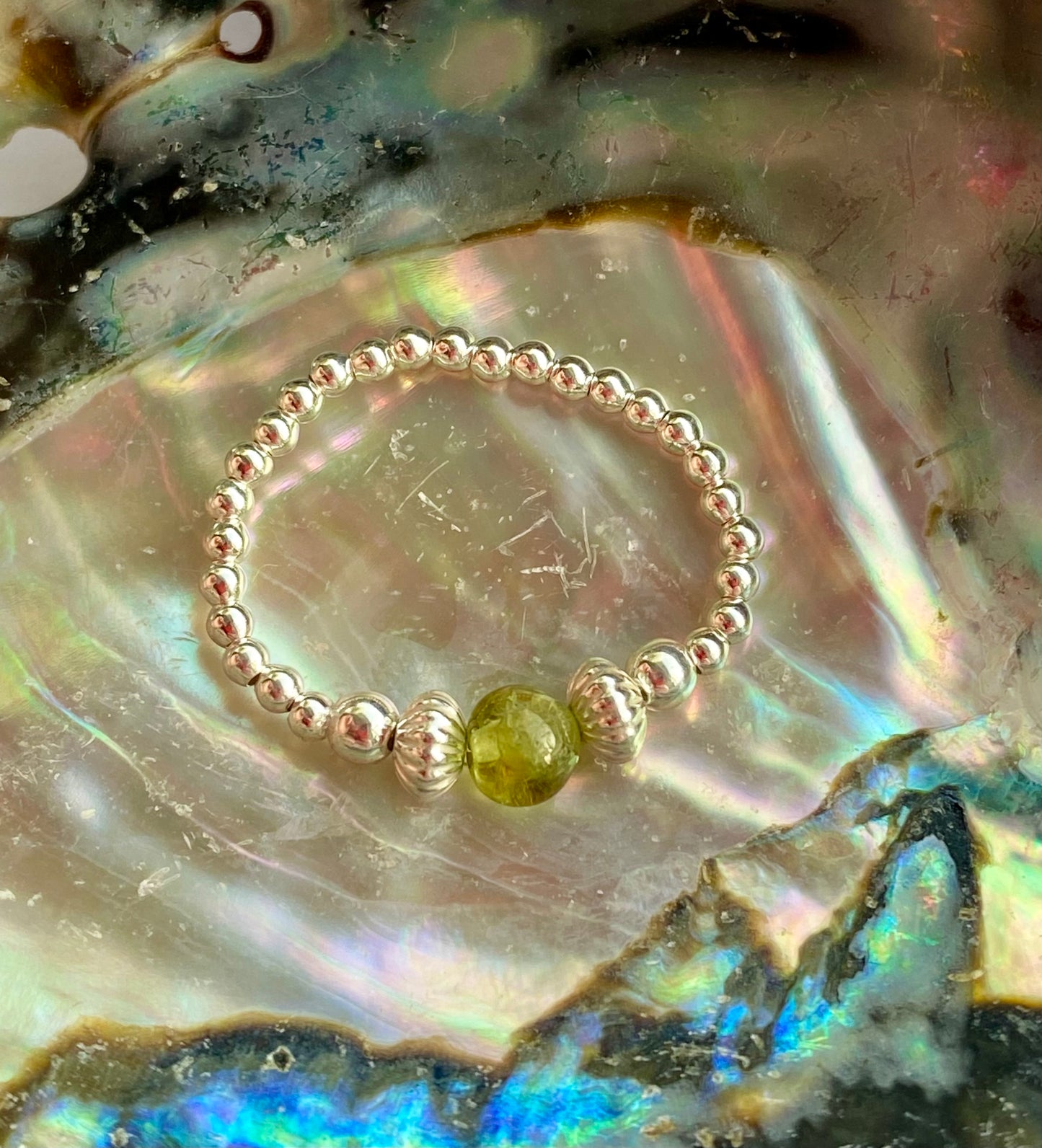 Peridot August Birthstone and Silver Ring, Handmade Gemstone Ring