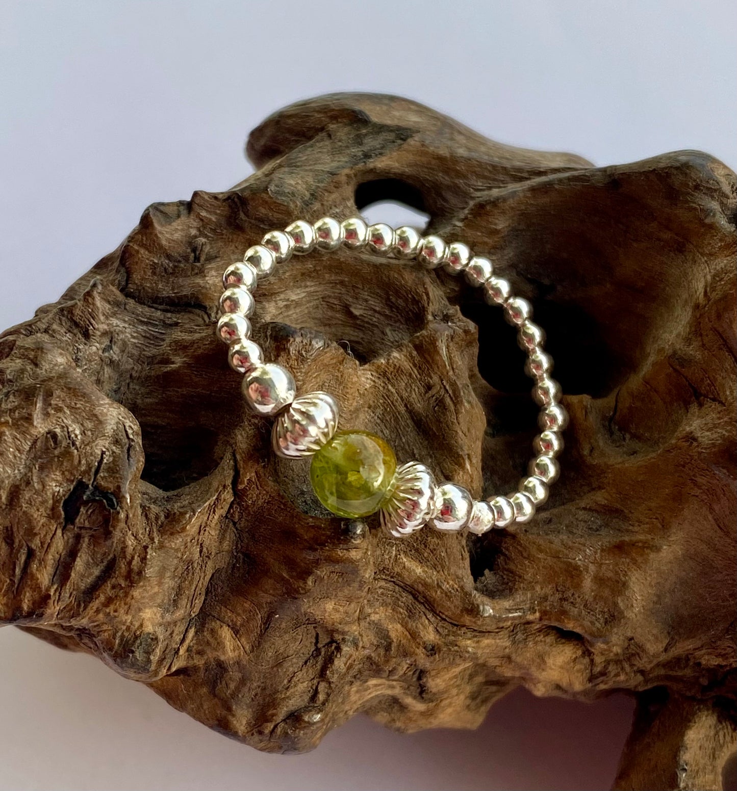 Peridot August Birthstone and Silver Ring, Handmade Gemstone Ring