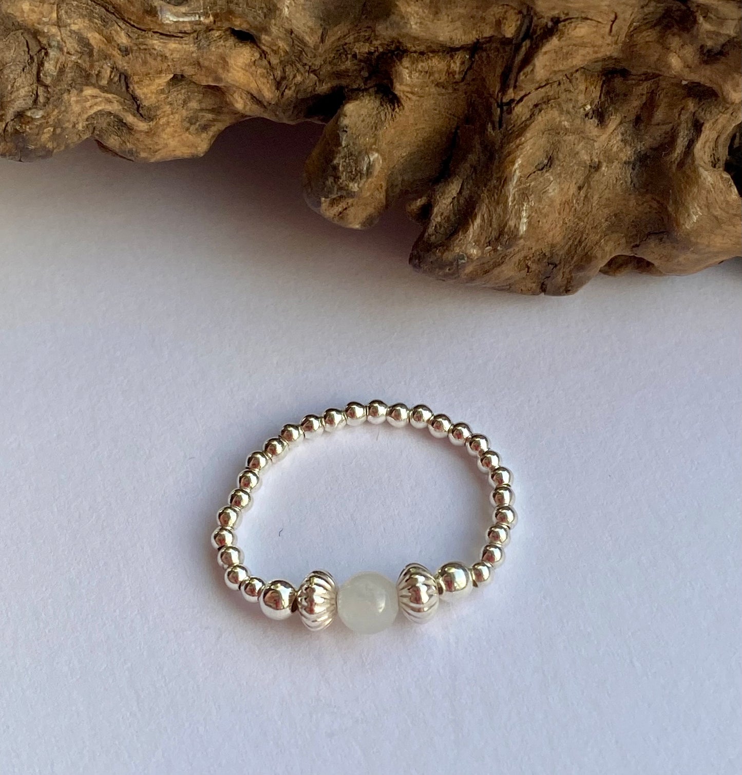 Moonstone June Birthstone and Silver Ring, Handmade Gemstone Ring