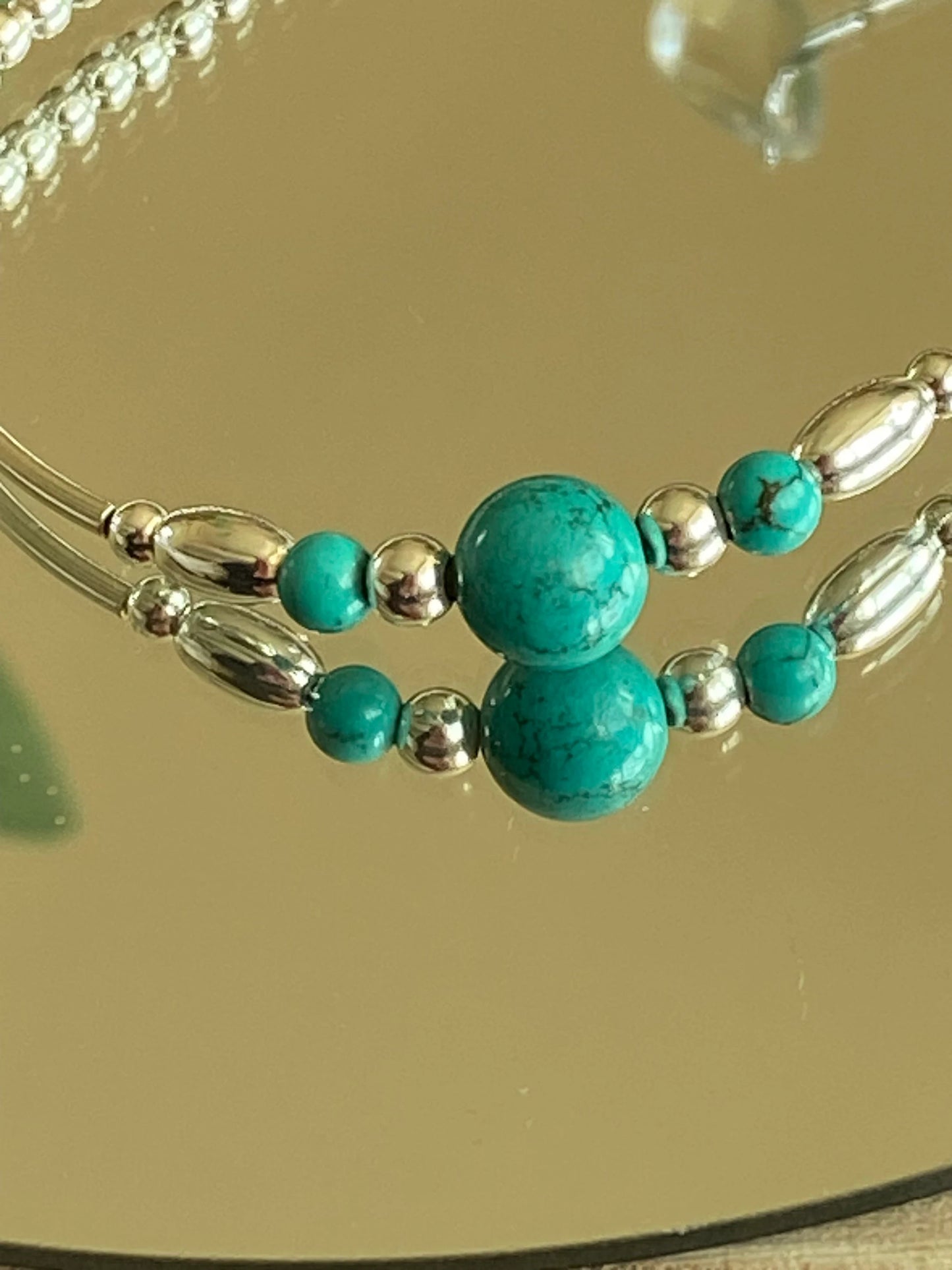 December Birthstone Bracelet, Turquoise Gemstone and Sterling Silver Crystal Bracelet, Unique Handcrafted Gift