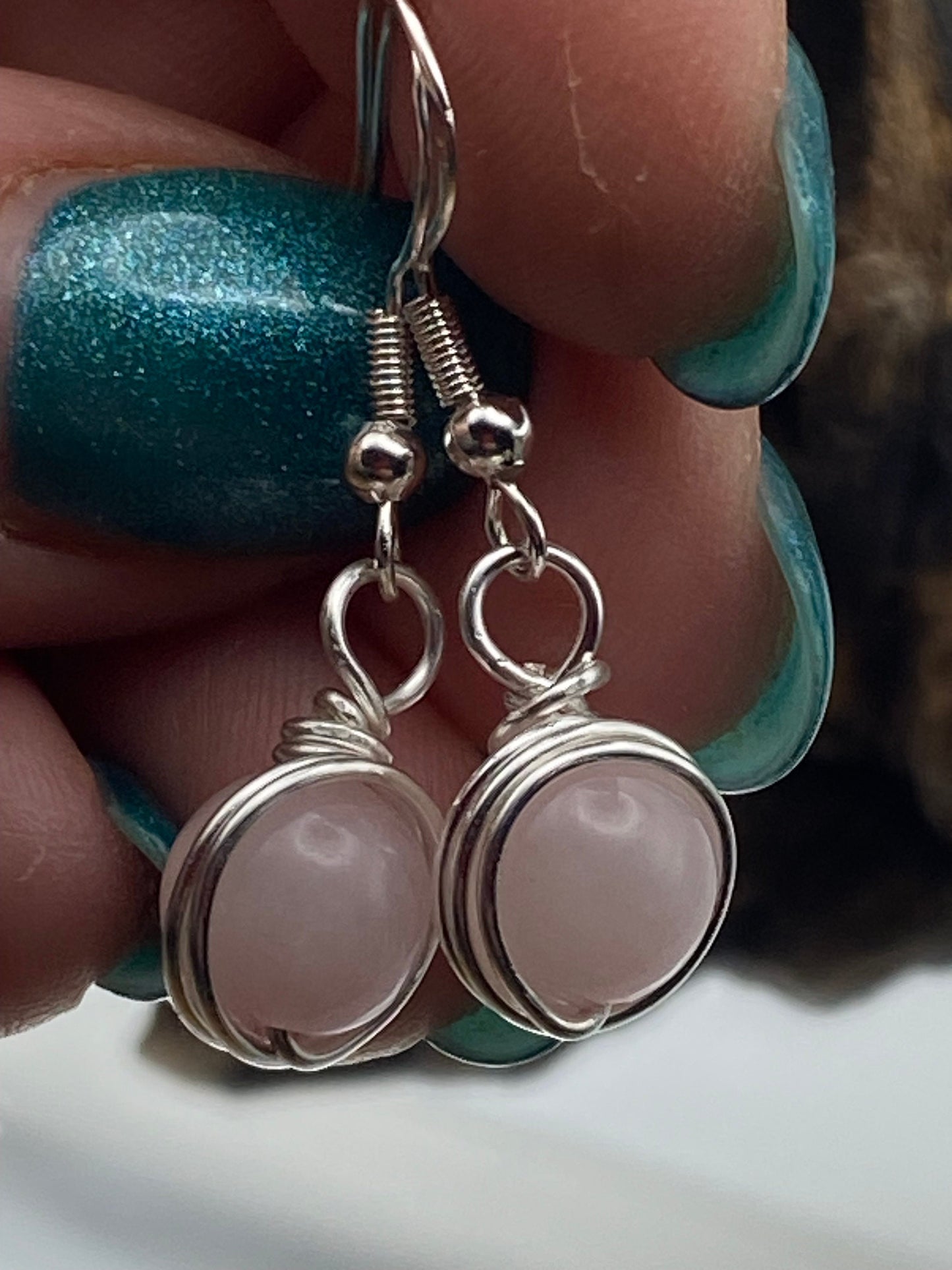 Pink Rose Quartz Earrings: Silver, Gemstone Jewellery