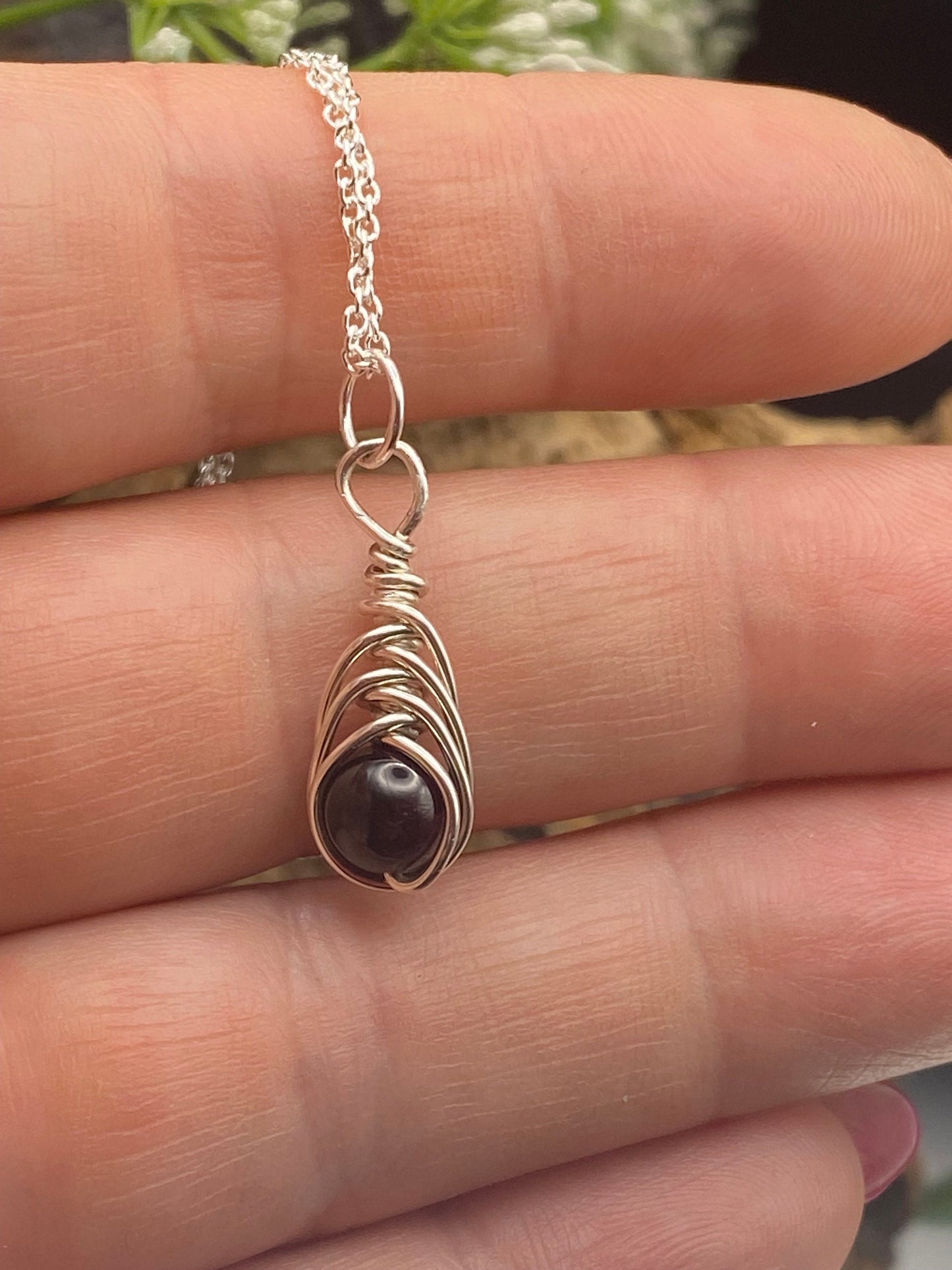 Garnet Birthstone Necklace: Sterling Silver January Crystal Pendant