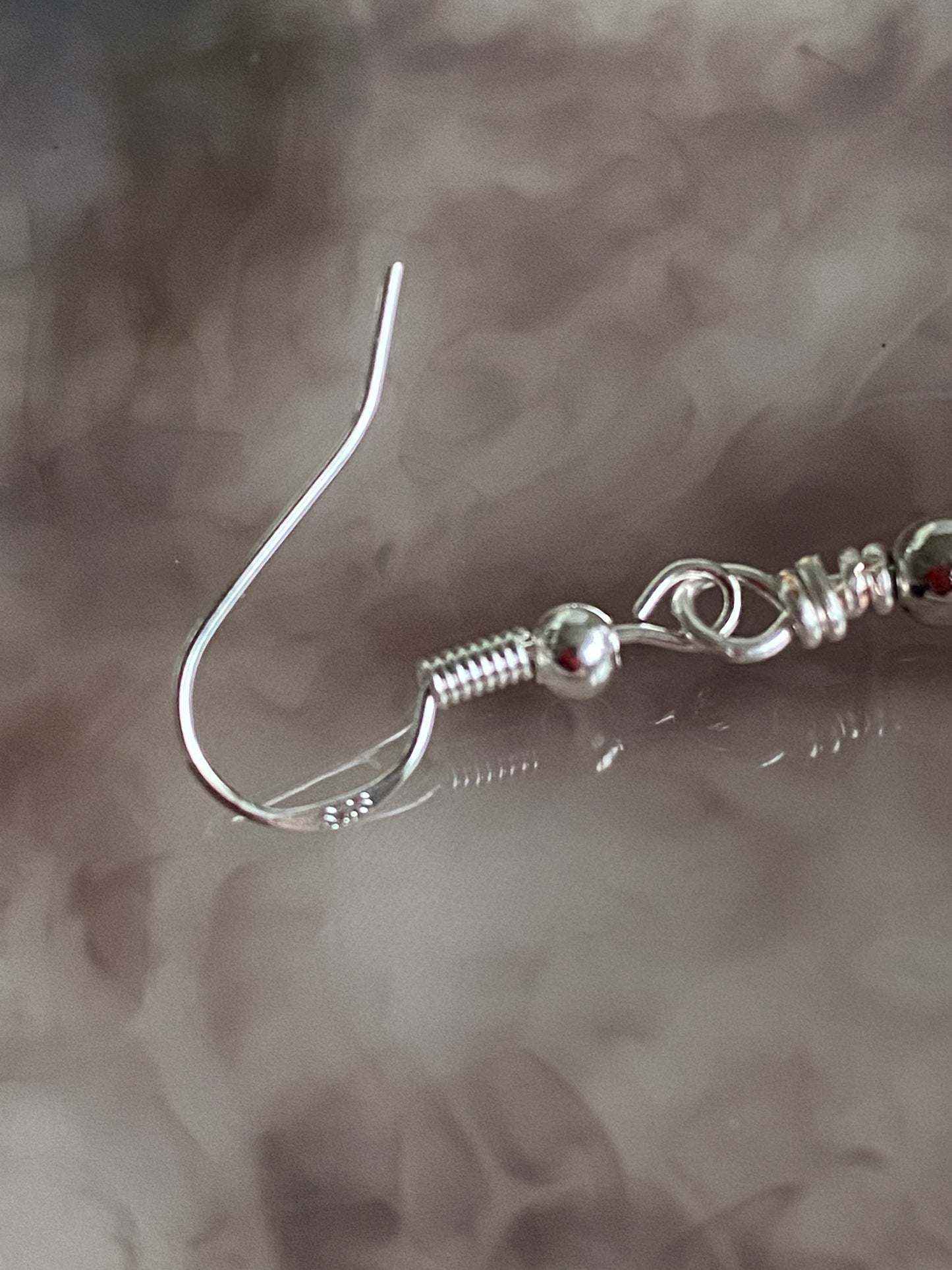 Pink Rose Quartz Gemstone and Silver Crystal Earrings, Unique Handmade Gift,