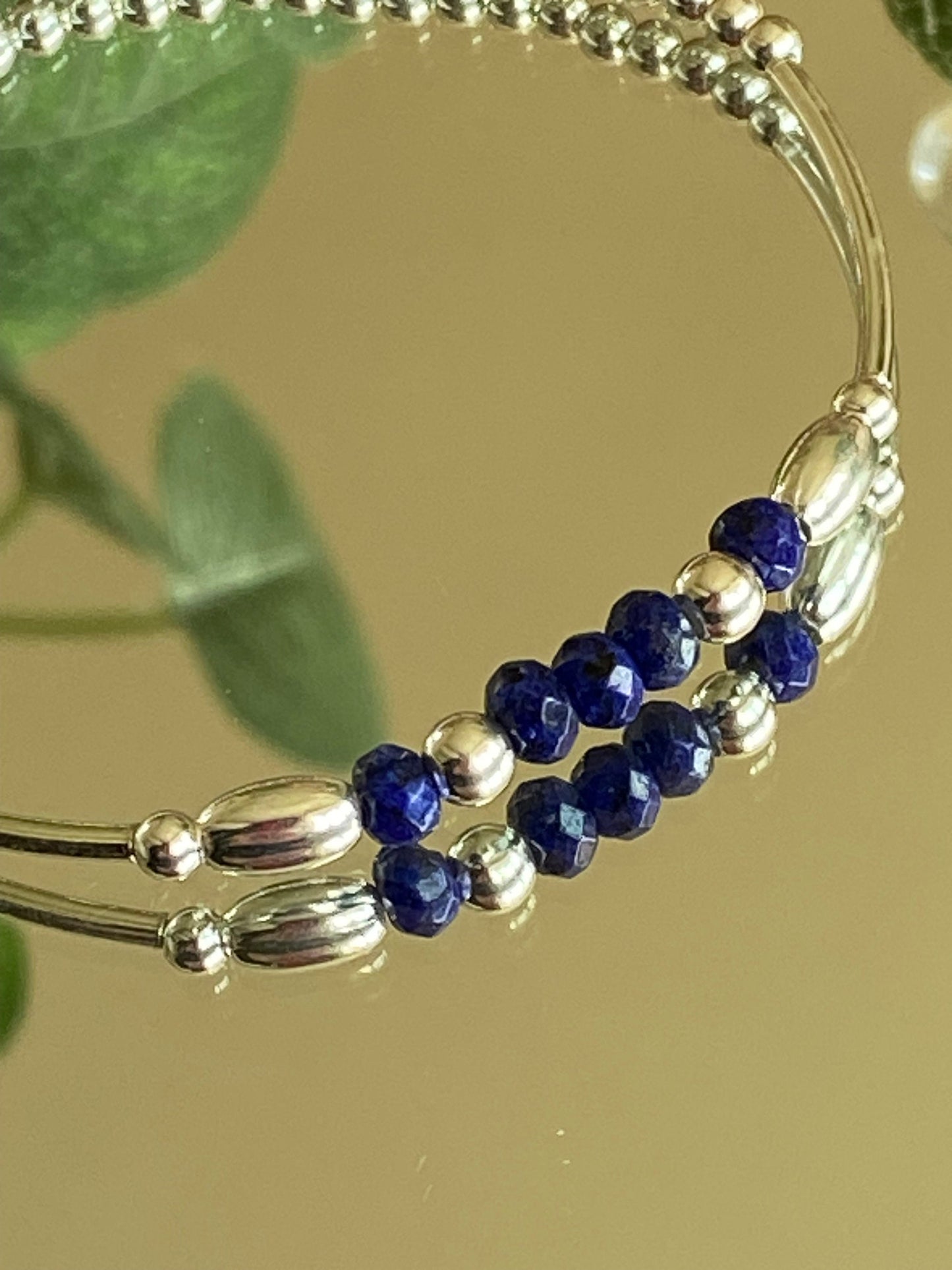 September Birthstone Bracelet, Sapphire Gemstone and Sterling Silver Crystal Bracelet, Unique Handmade Bracelet,