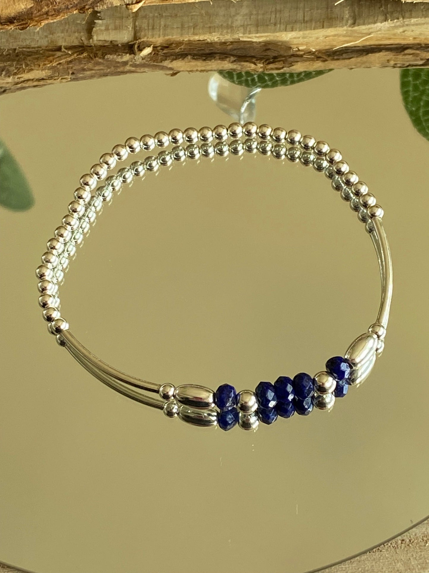 September Birthstone Bracelet, Sapphire Gemstone and Sterling Silver Crystal Bracelet, Unique Handmade Bracelet,