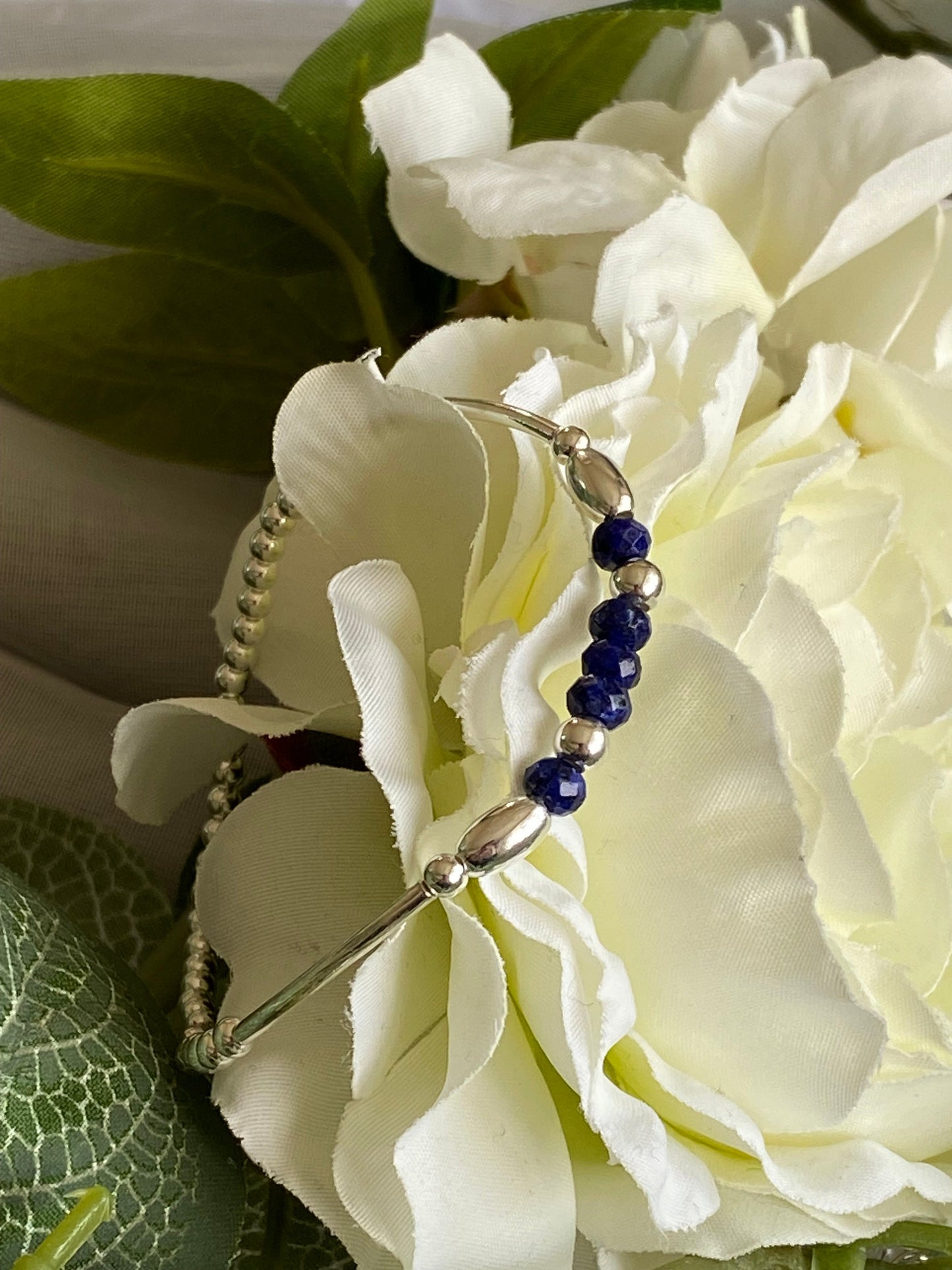 September Birthstone Bracelet, Sapphire Gemstone and Sterling Silver Crystal Bracelet, Unique Handmade Bracelet,