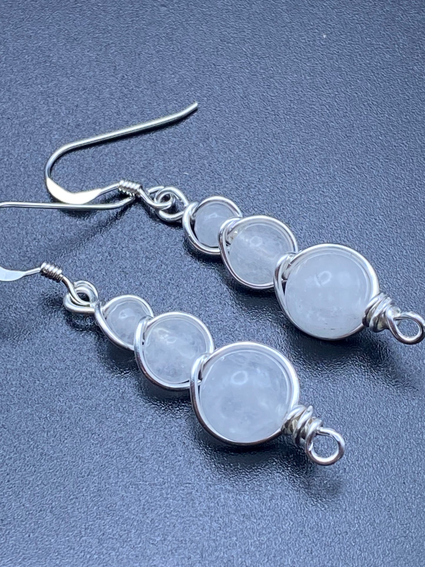 Quartz Gemstone and Silver Wrapped Crystal Earrings, Unique Handmade Earrings,