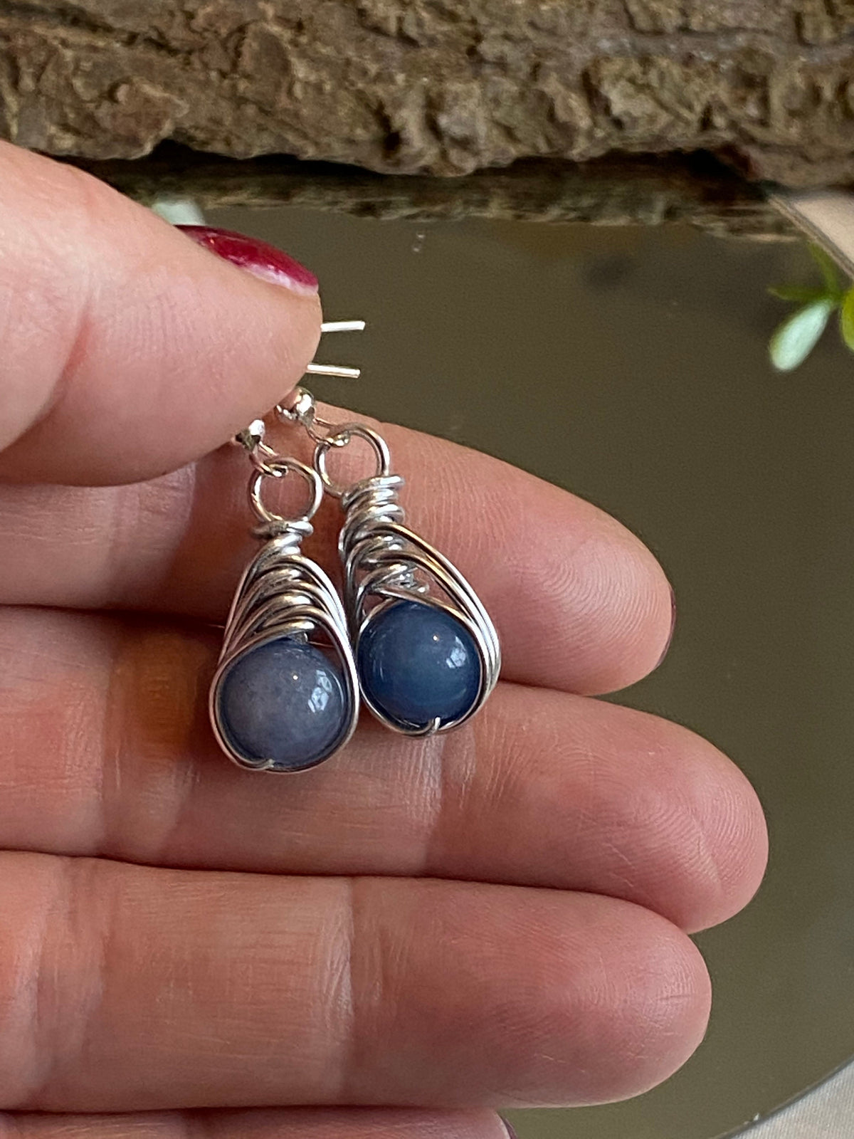 Blue Aventurine Earrings, Blue Earrings, Handmade Gift, Crystal Earrings, 925 Sterling Silver, Womens Jewellery Birthday Gift, Gifts for her