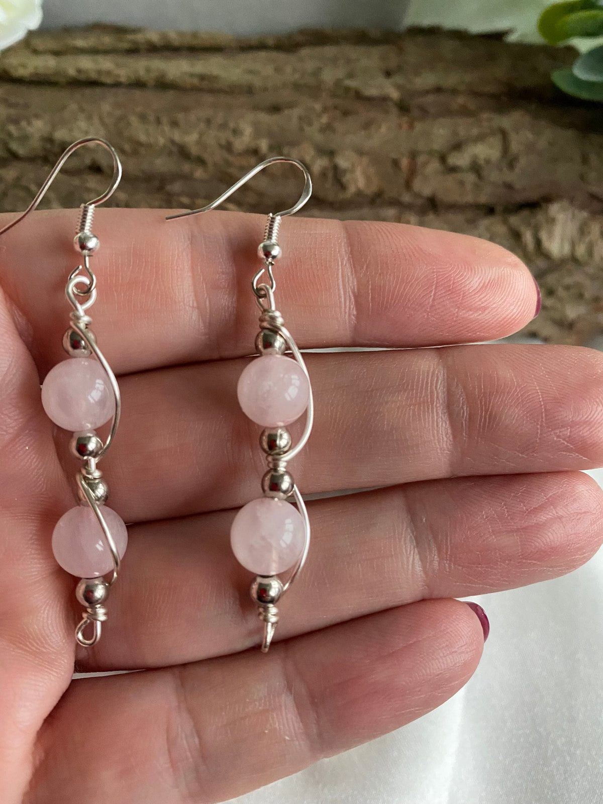 Rose Quartz and Silver Earrings: Pink Gemstone Jewellery