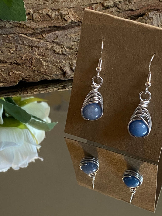 Blue Aventurine Earrings, Blue Earrings, Handmade Gift, Crystal Earrings, 925 Sterling Silver, Womens Jewellery Birthday Gift, Gifts for her