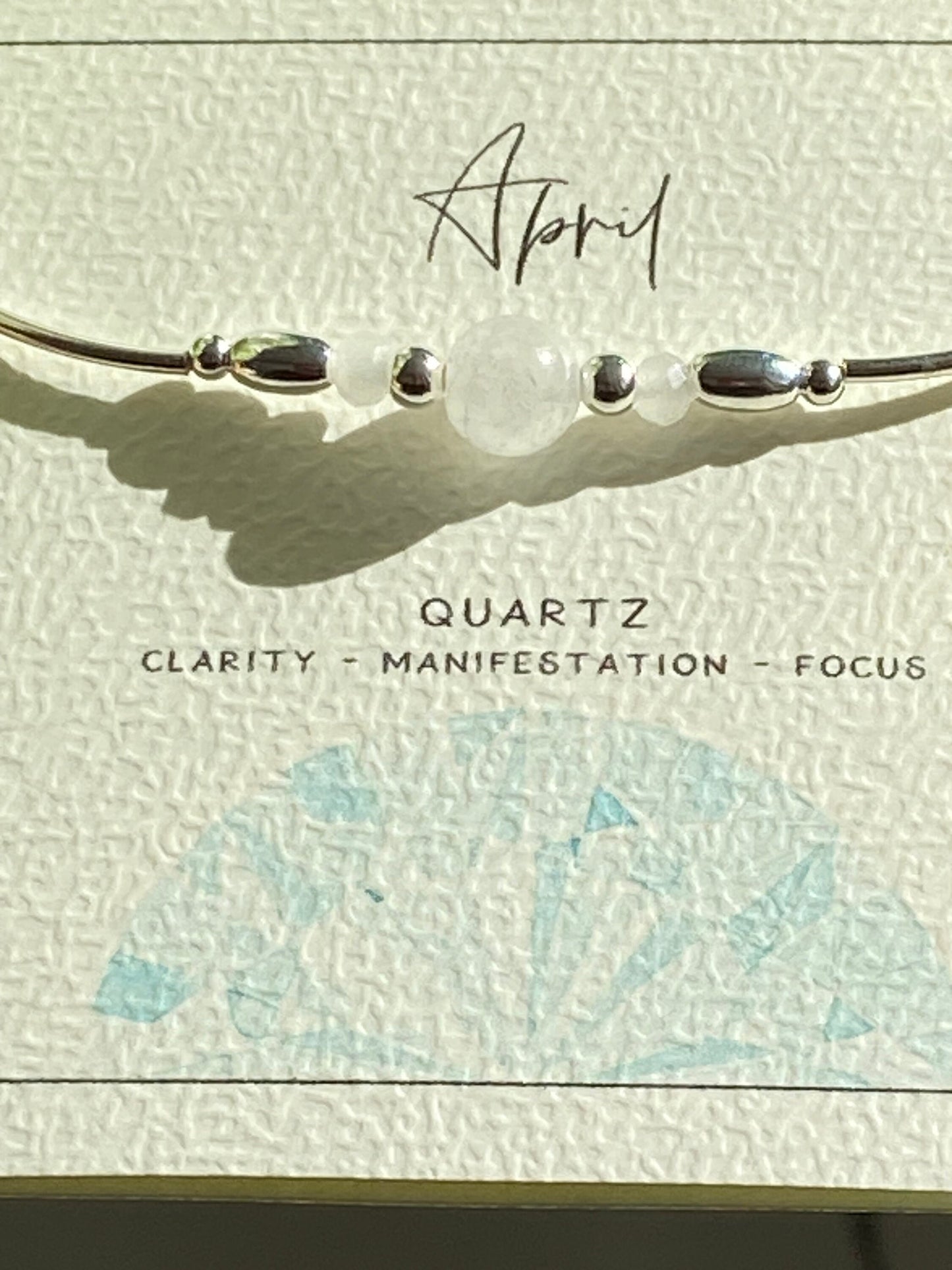 Handmade Quartz and Sterling Silver Bracelet - April Birthstone Gift