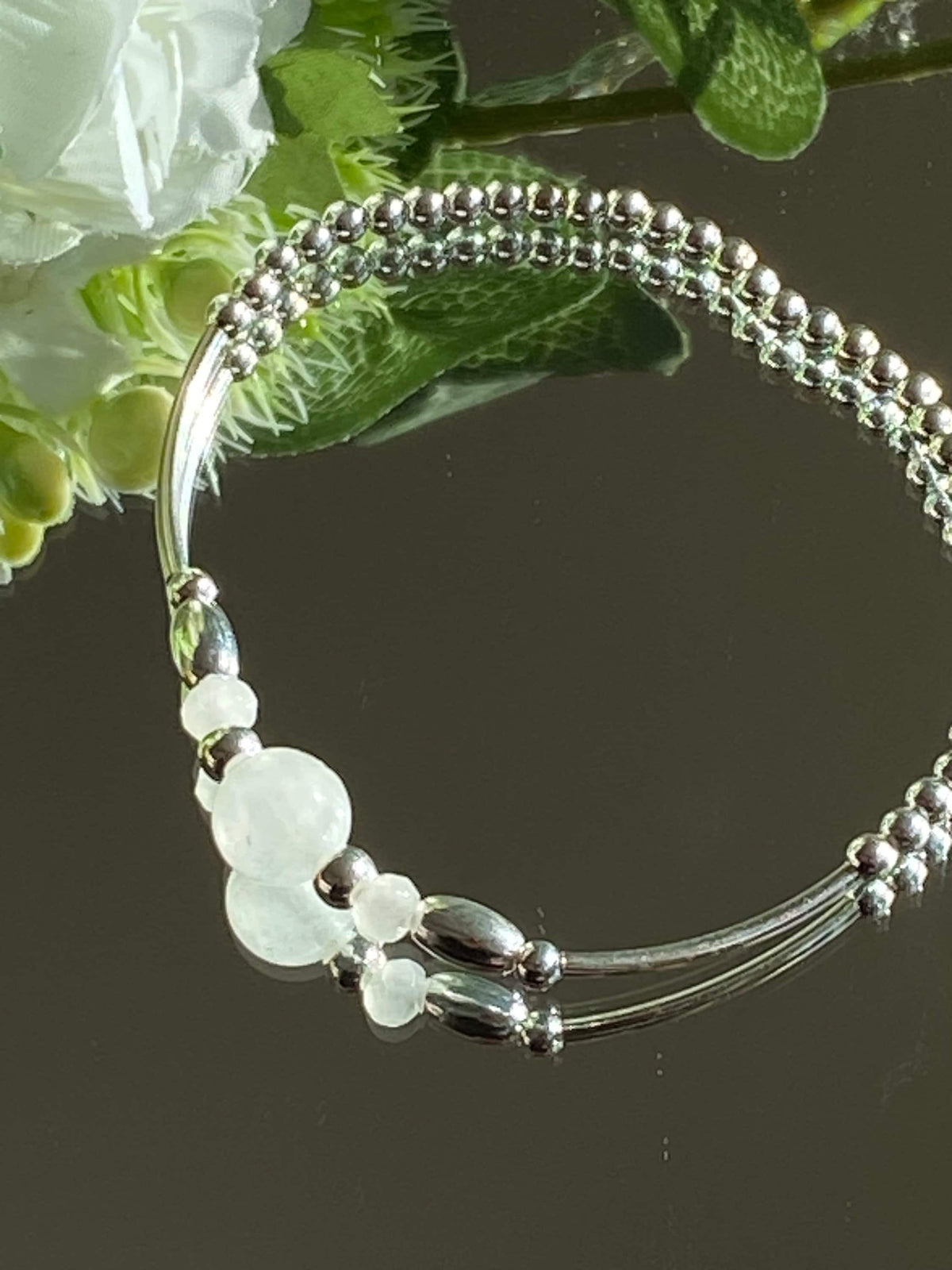 Handmade Quartz and Sterling Silver Bracelet - April Birthstone Gift