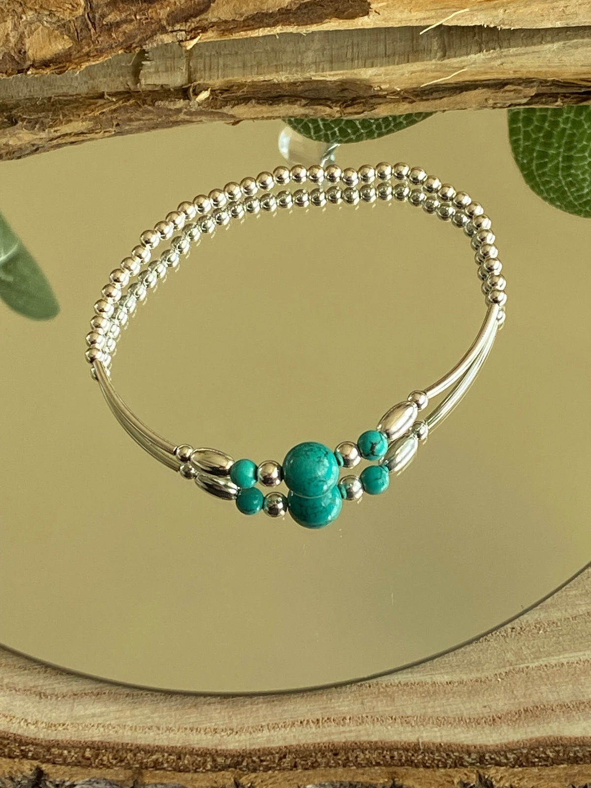 Handmade Turquoise and Sterling Silver Bracelet: December Birthstone Jewellery
