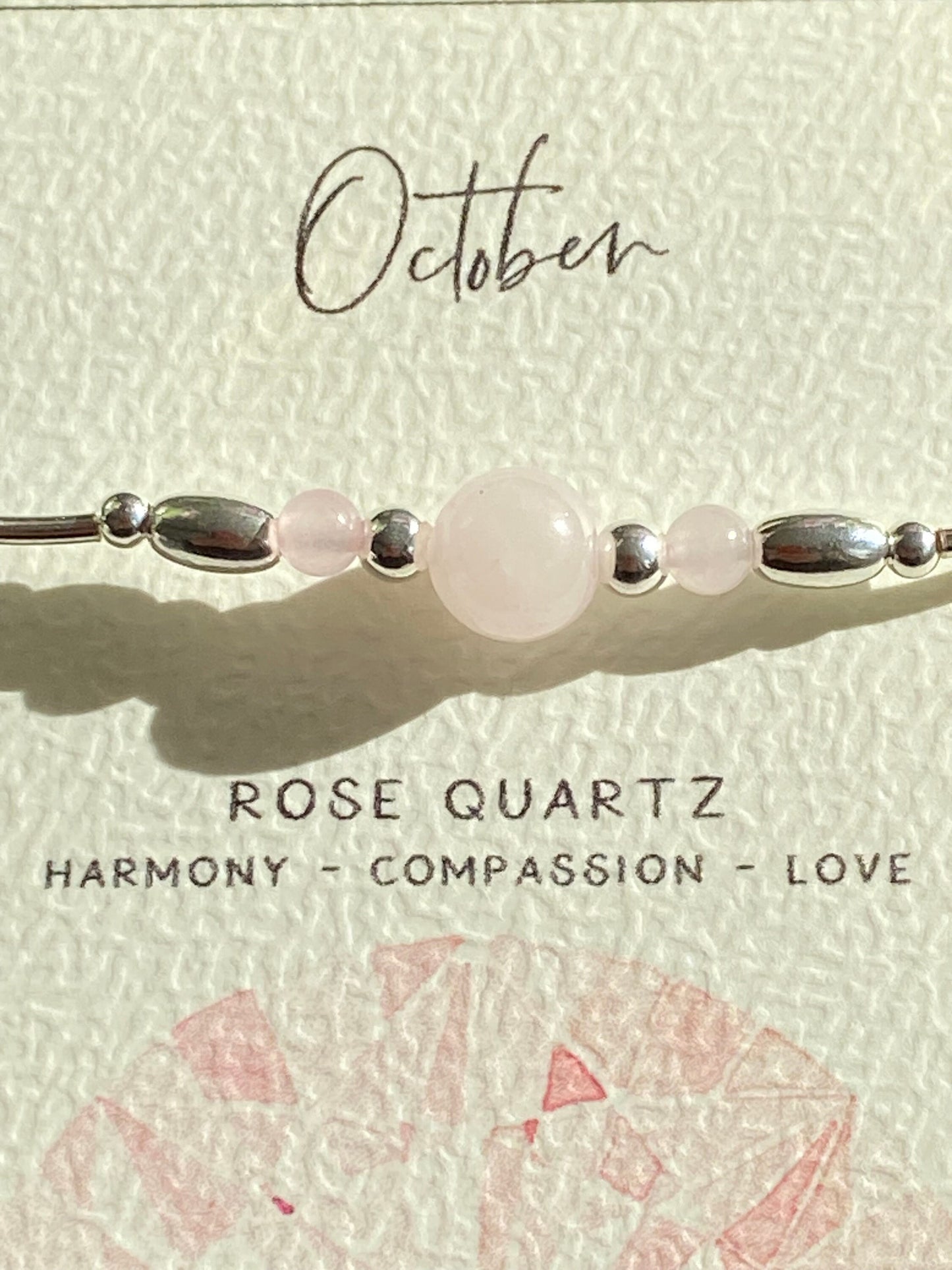 Handmade Rose Quartz and Sterling Silver Bracelet: October Birthstone Jewellery