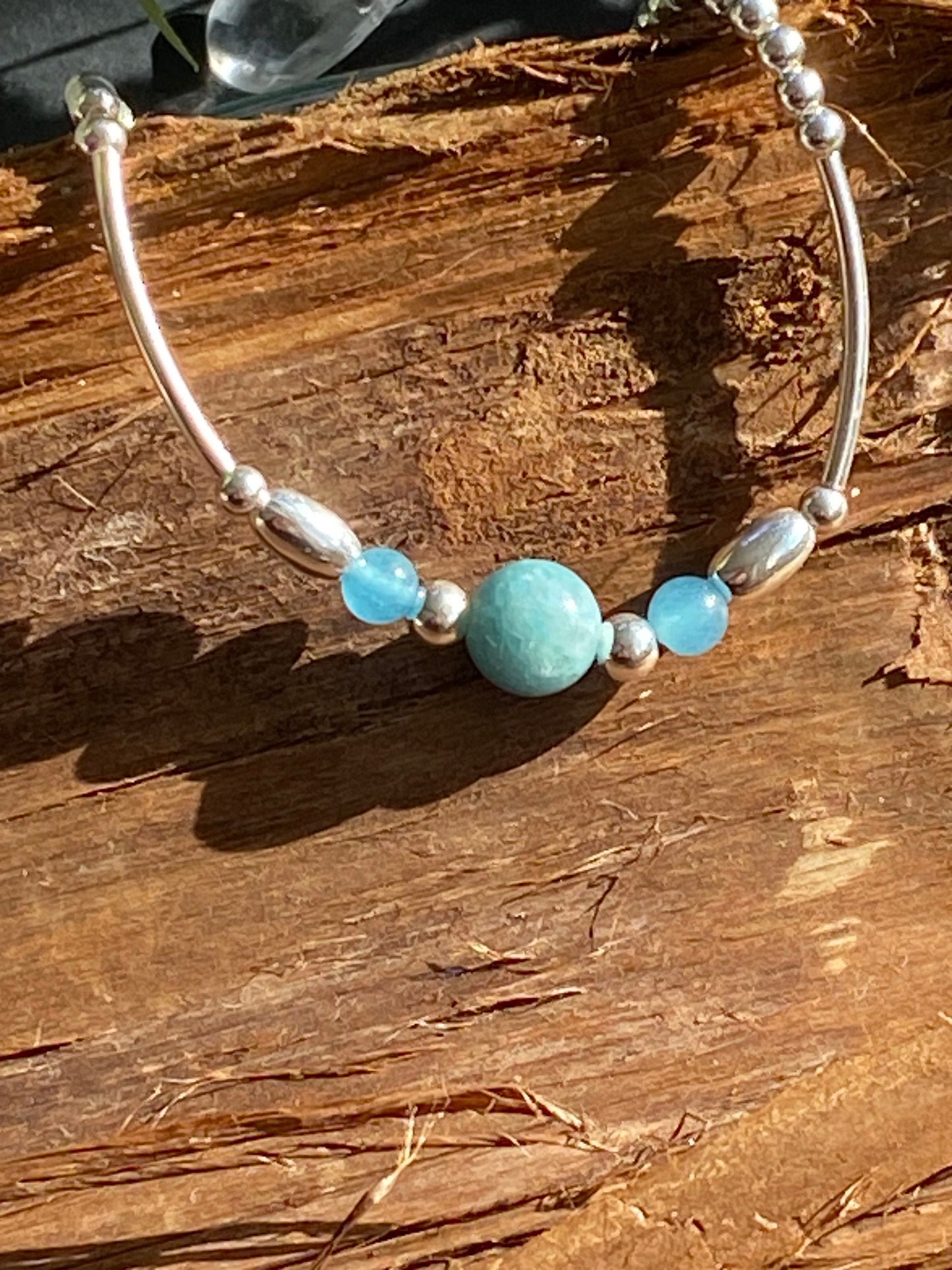 Aquamarine and Sterling Silver Bracelet: Handmade March Birthstone Jewellery