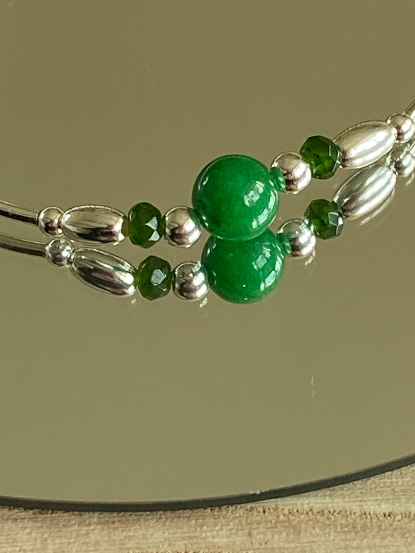 Handmade Emerald and Sterling Silver Bracelet - May Birthstone Jewellery