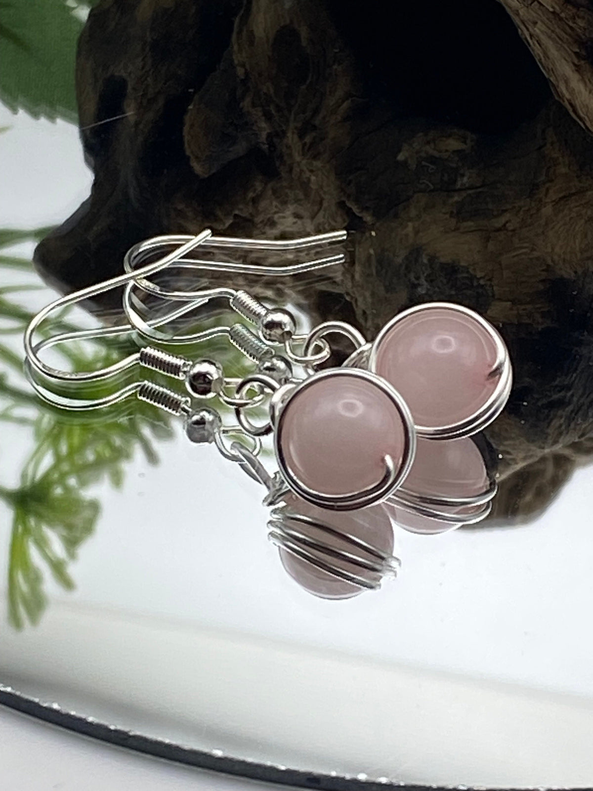 Pink Rose Quartz Earrings: Silver, Gemstone Jewellery