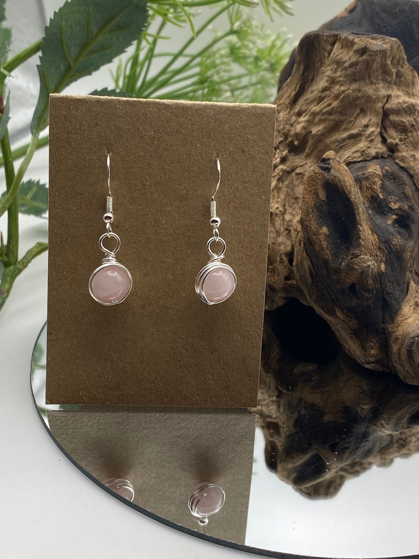 Pink Rose Quartz Earrings: Silver, Gemstone Jewellery