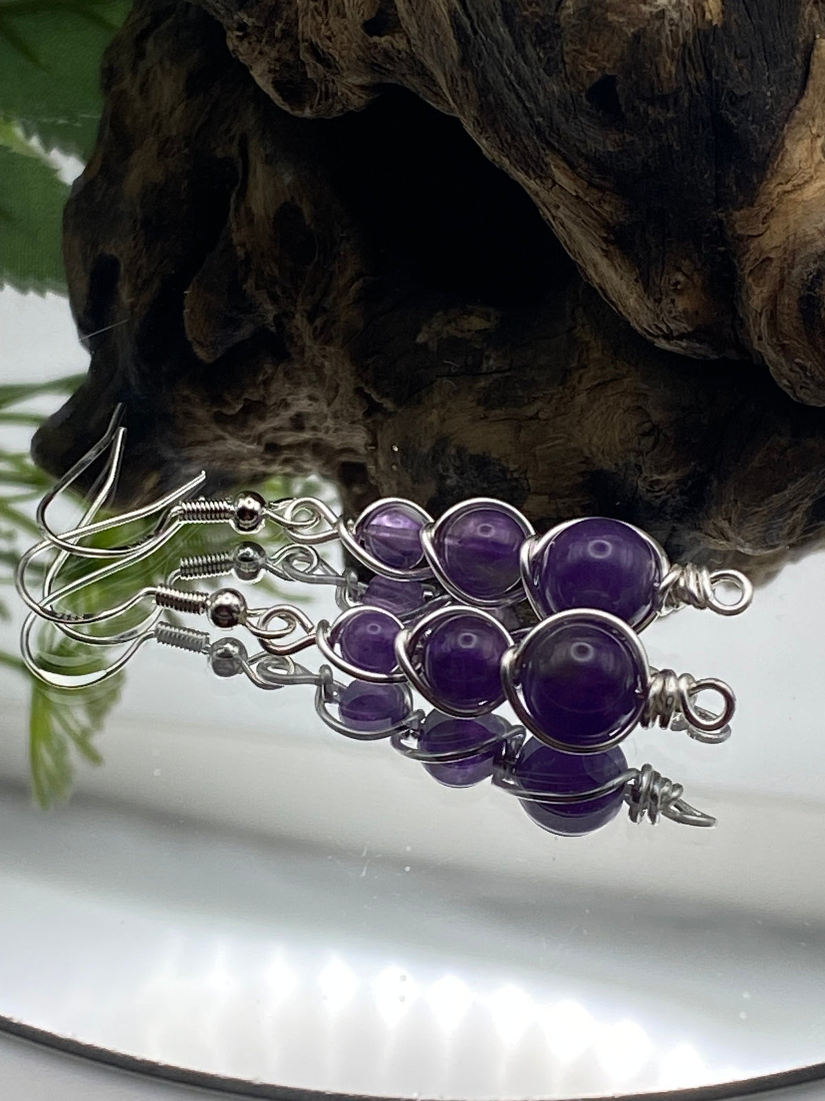 Handmade Amethyst Crystal Earrings: Silver-Wrapped Jewellery