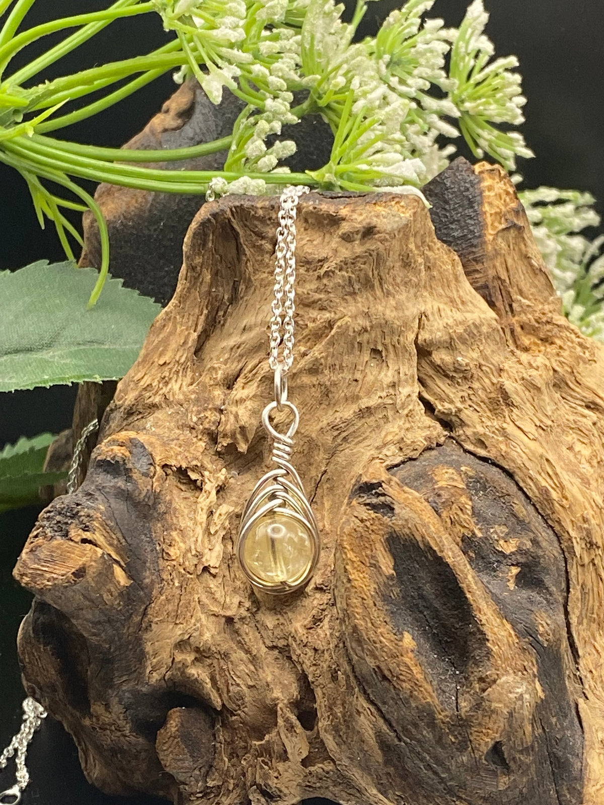 Citrine Sterling Silver Necklace: November Birthstone Crystal Pendant