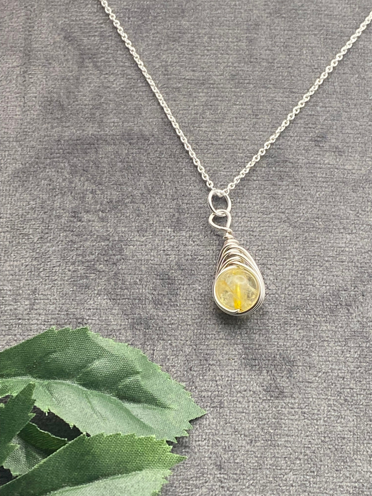 Citrine Sterling Silver Necklace: November Birthstone Crystal Pendant