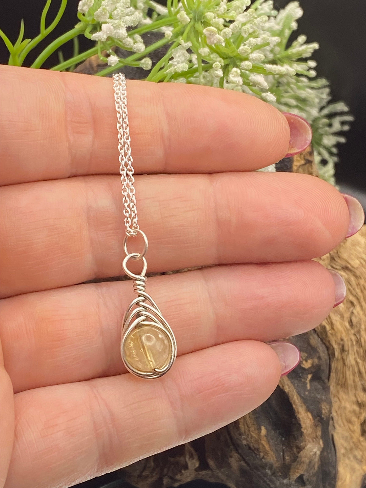 Citrine Sterling Silver Necklace: November Birthstone Crystal Pendant