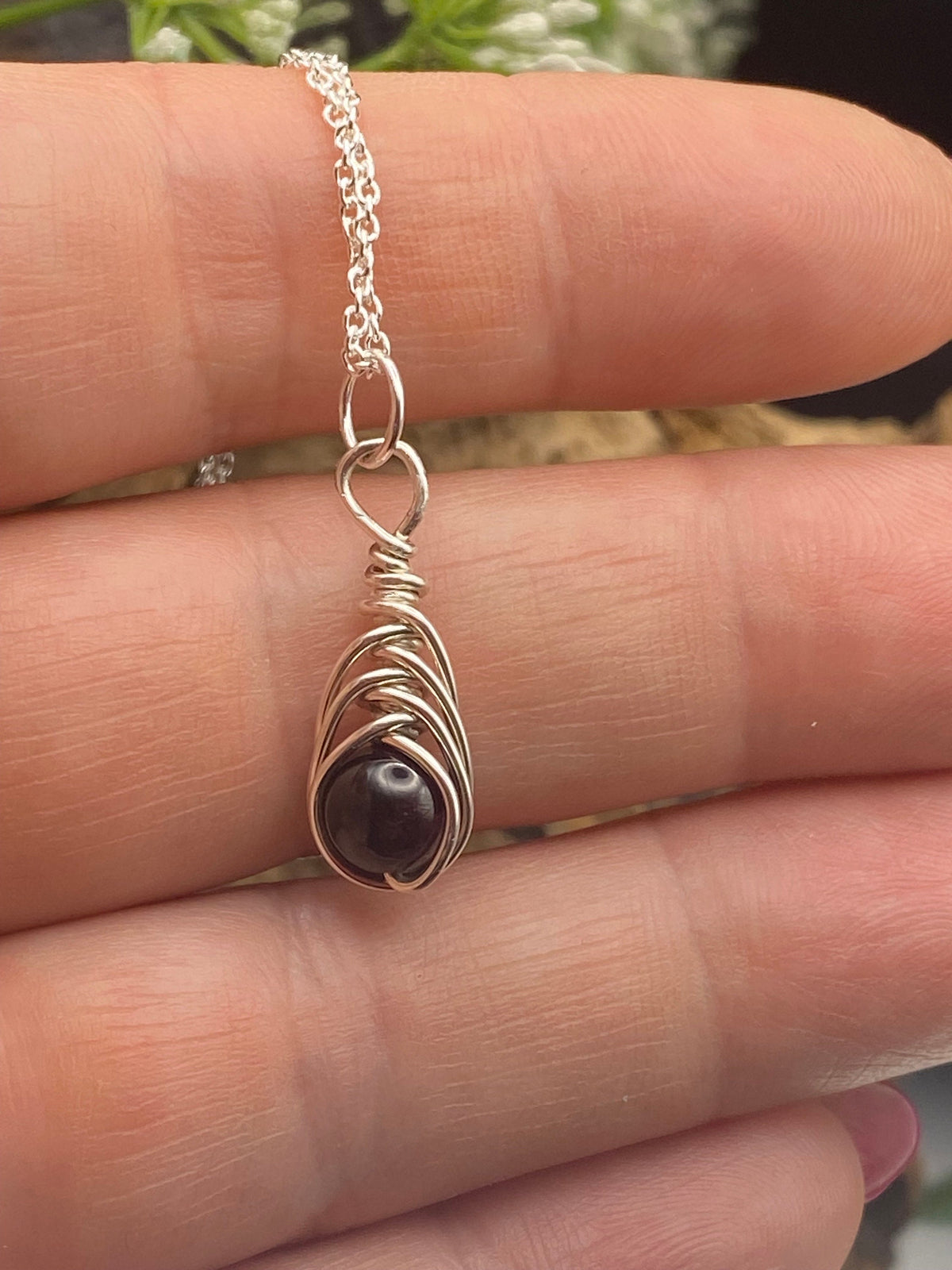 Garnet Birthstone Necklace: Sterling Silver January Crystal Pendant