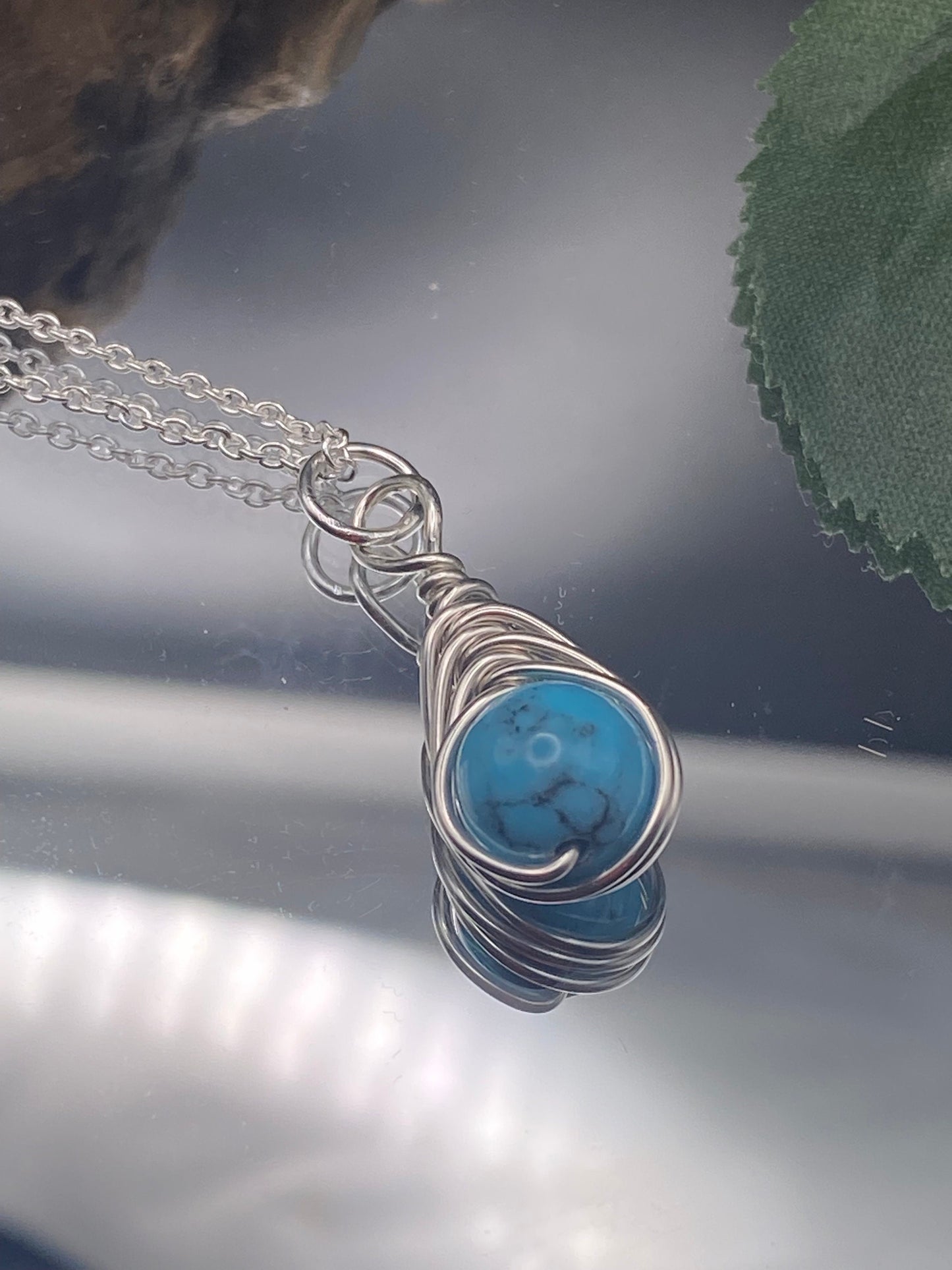 Turquoise Sterling Silver Necklace: December Birthstone Crystal Pendant