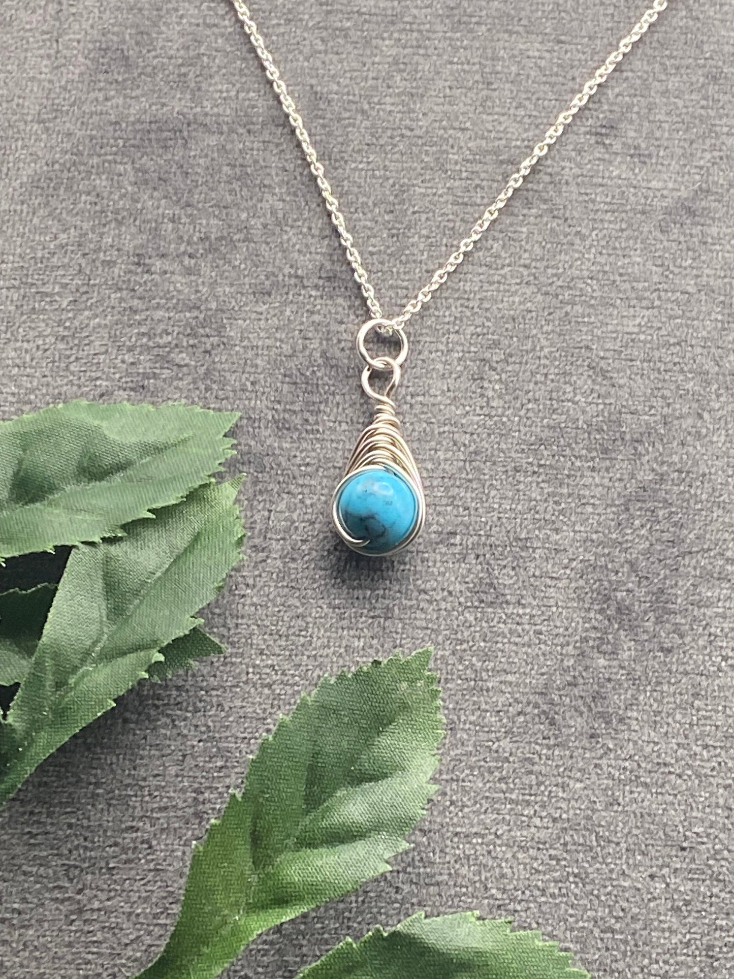 Turquoise Sterling Silver Necklace: December Birthstone Crystal Pendant