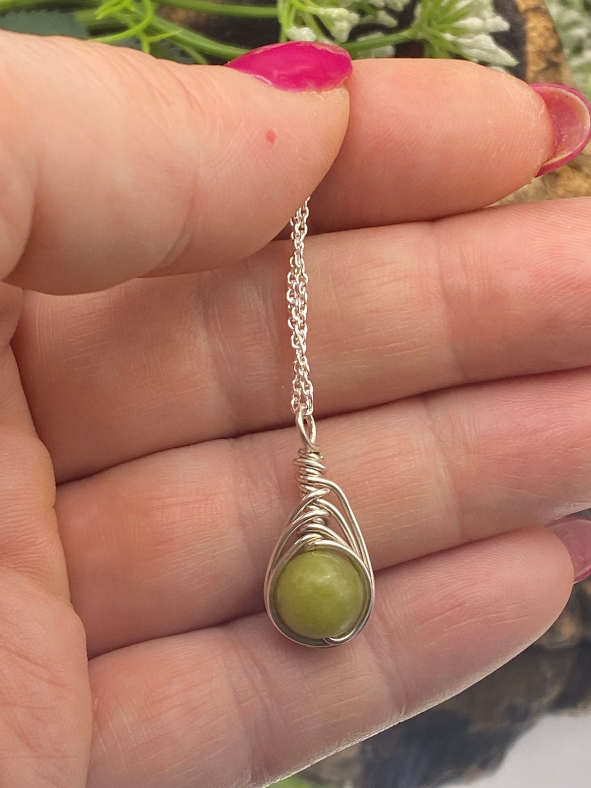 Peridot Sterling Silver Necklace: August Birthstone Crystal Pendant