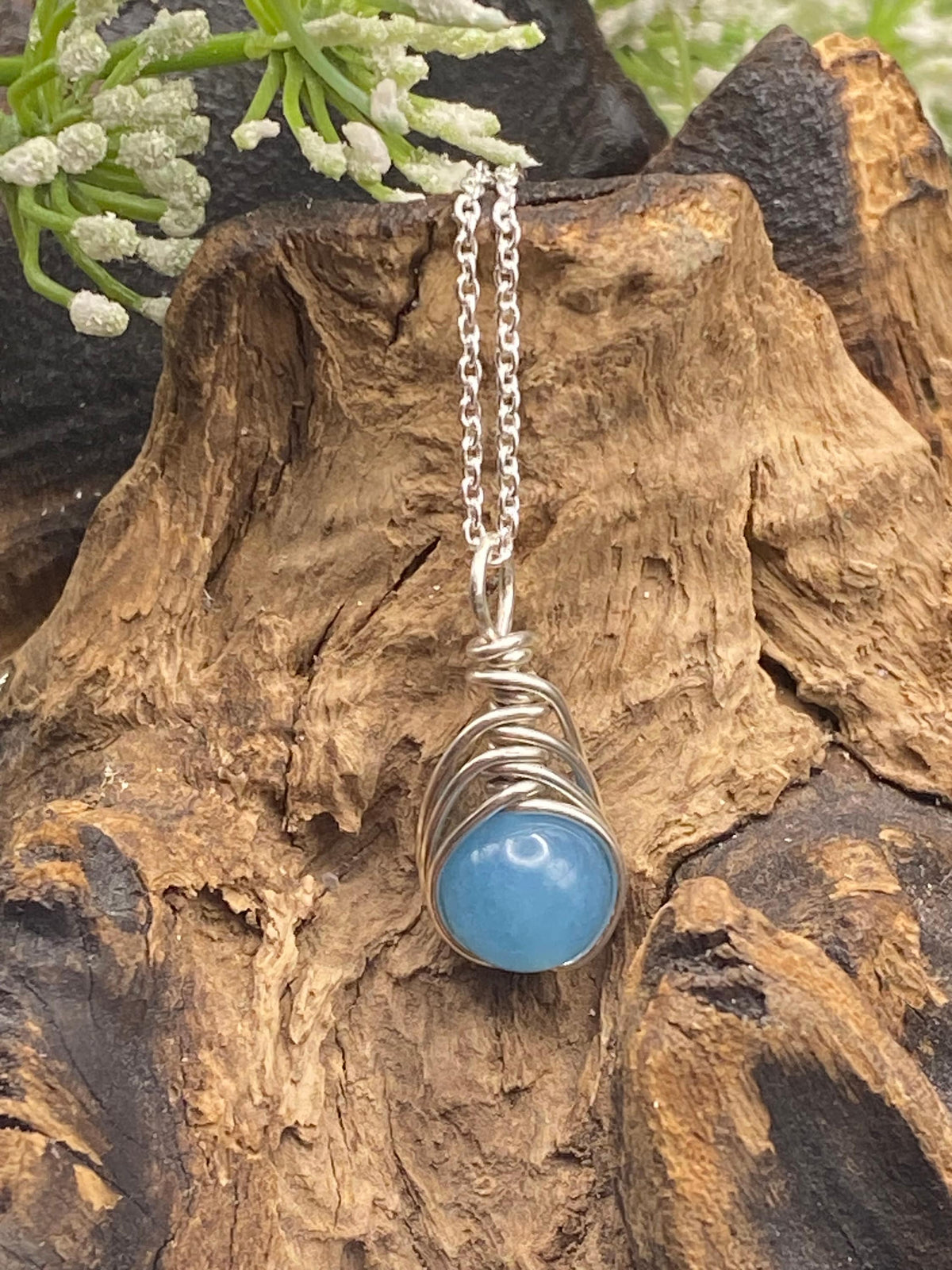 Aquamarine Sterling Silver Necklace: March Birthstone Crystal Pendant