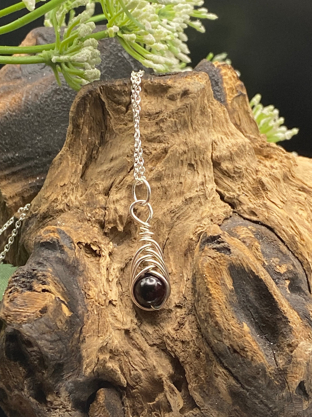 Garnet Birthstone Necklace: Sterling Silver January Crystal Pendant