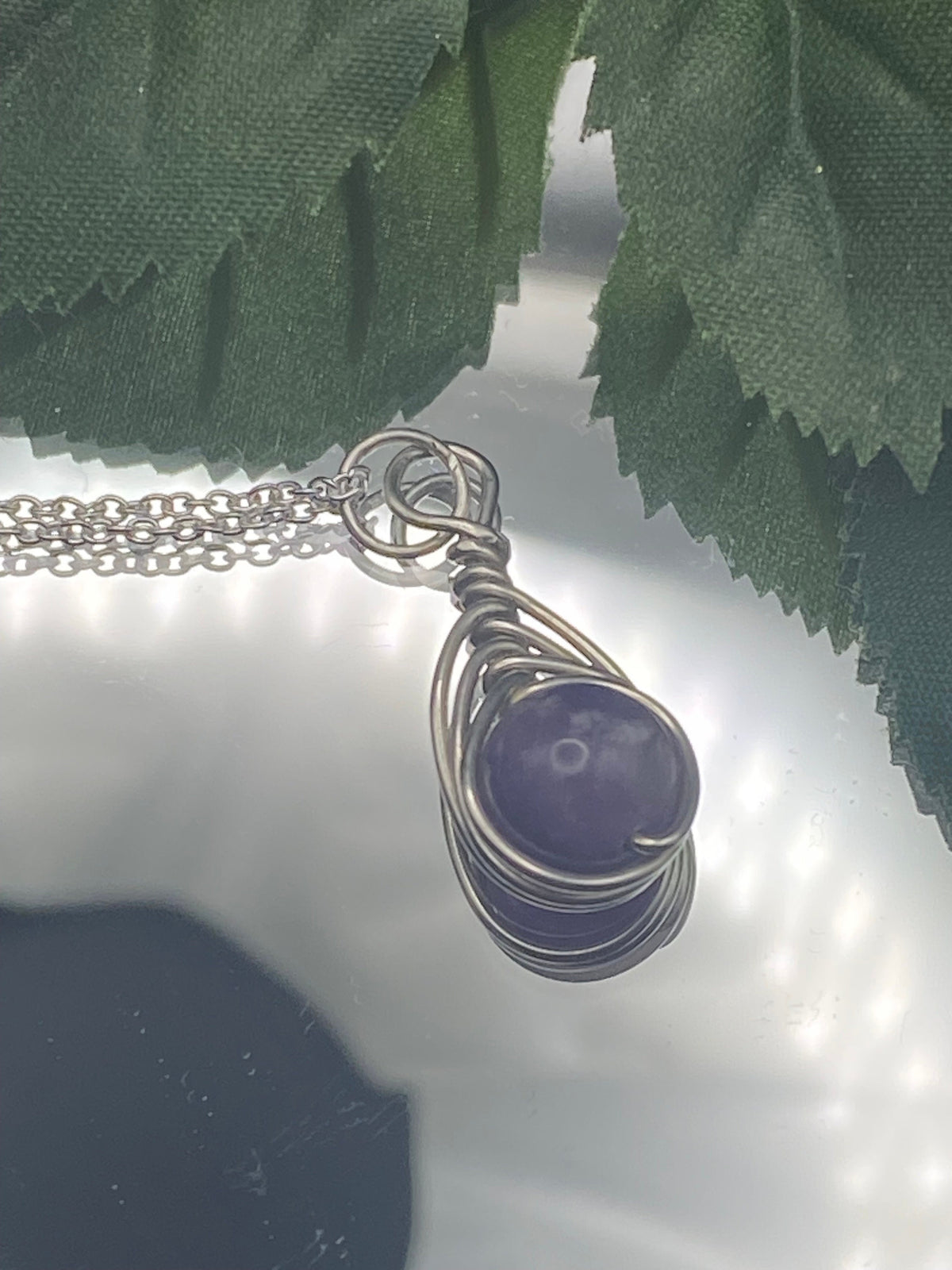 Amethyst Birthstone Necklace: Sterling Silver Herringbone Wrap, February Gift