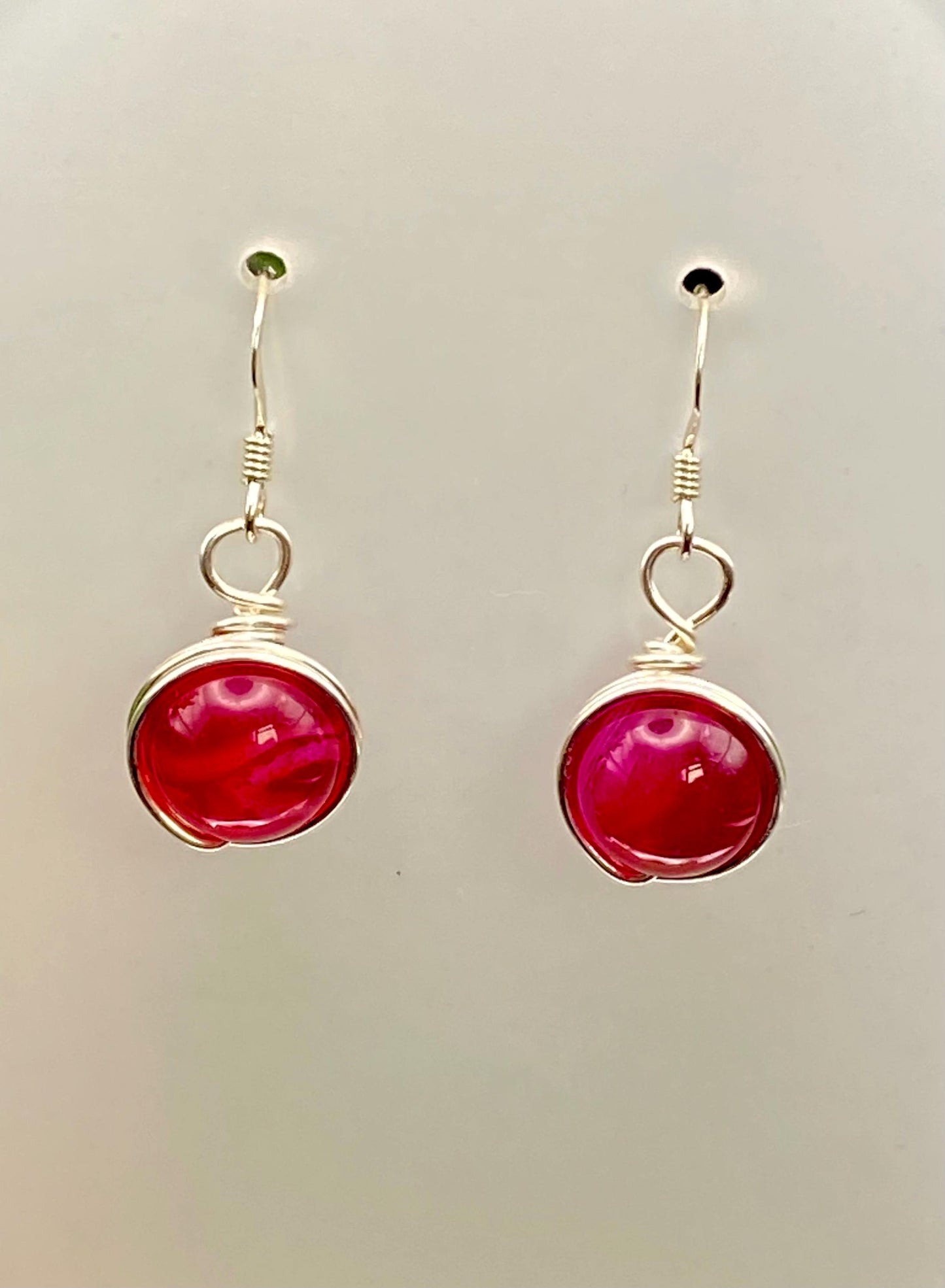 Handmade Pink Agate and Silver Earrings