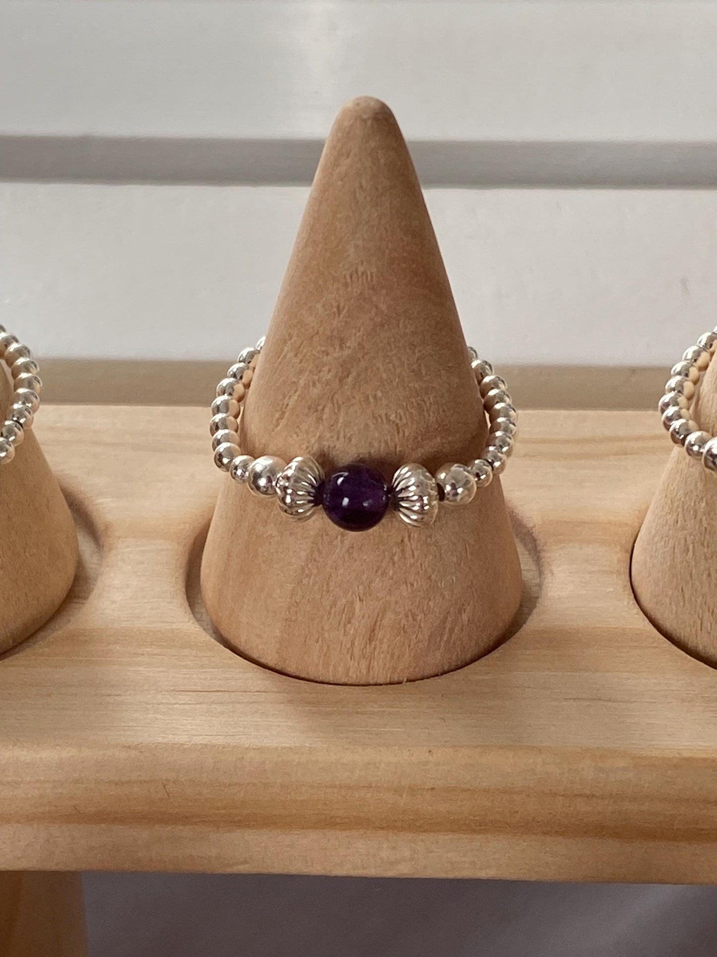 Amethyst Birthstone Stretch Ring: Sterling Silver February Jewellery