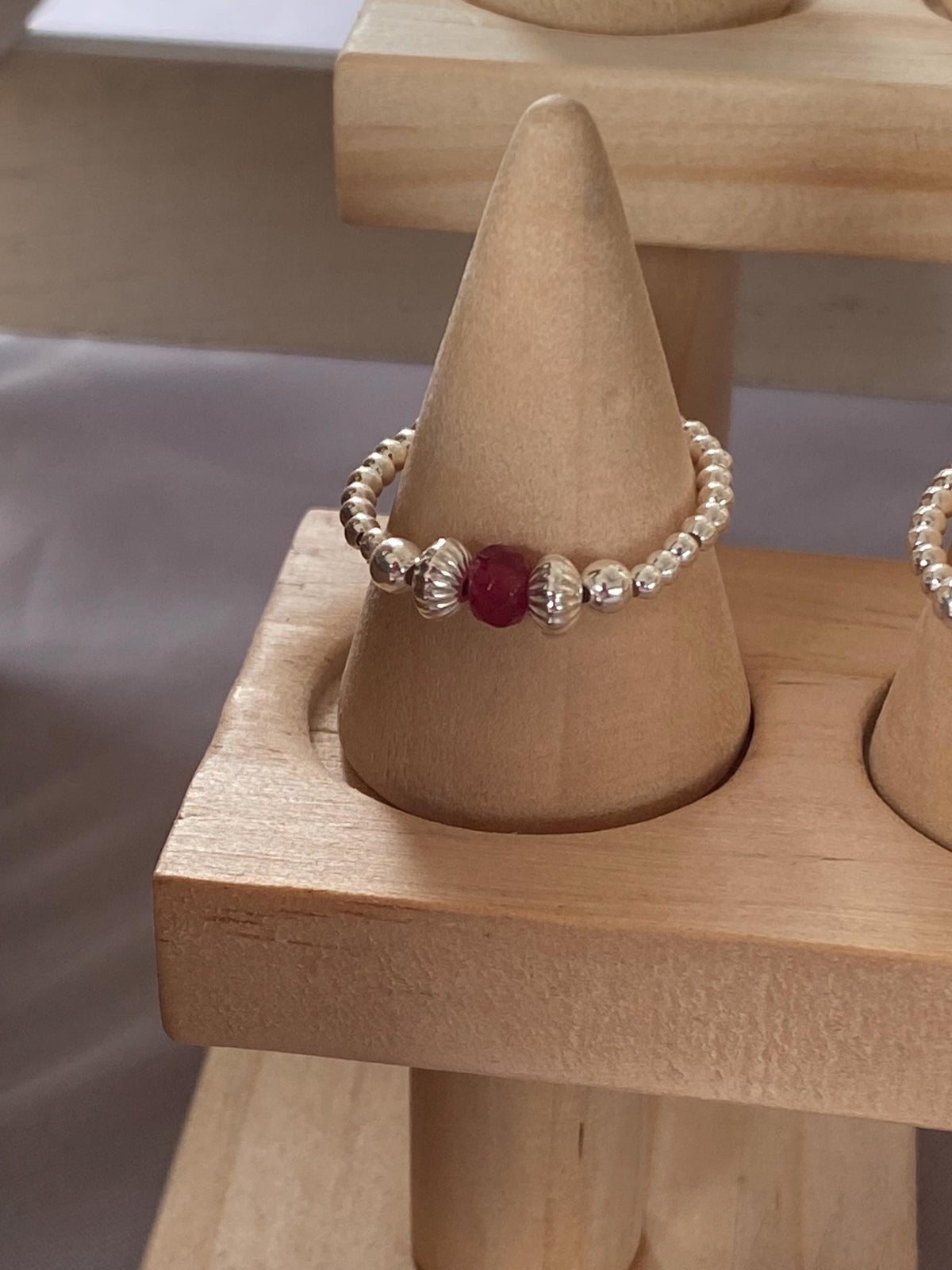 Ruby Birthstone Ring: Sterling Silver Stretch Ring, July Jewellery