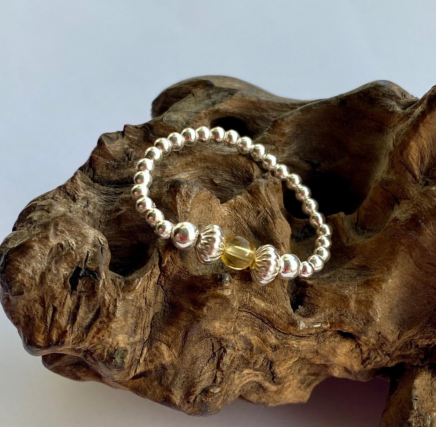 Citrine Birthstone Ring: Sterling Silver Stretch Ring, November Jewellery