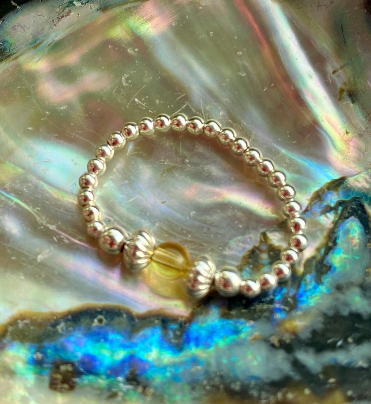 Citrine Birthstone Ring: Sterling Silver Stretch Ring, November Jewellery