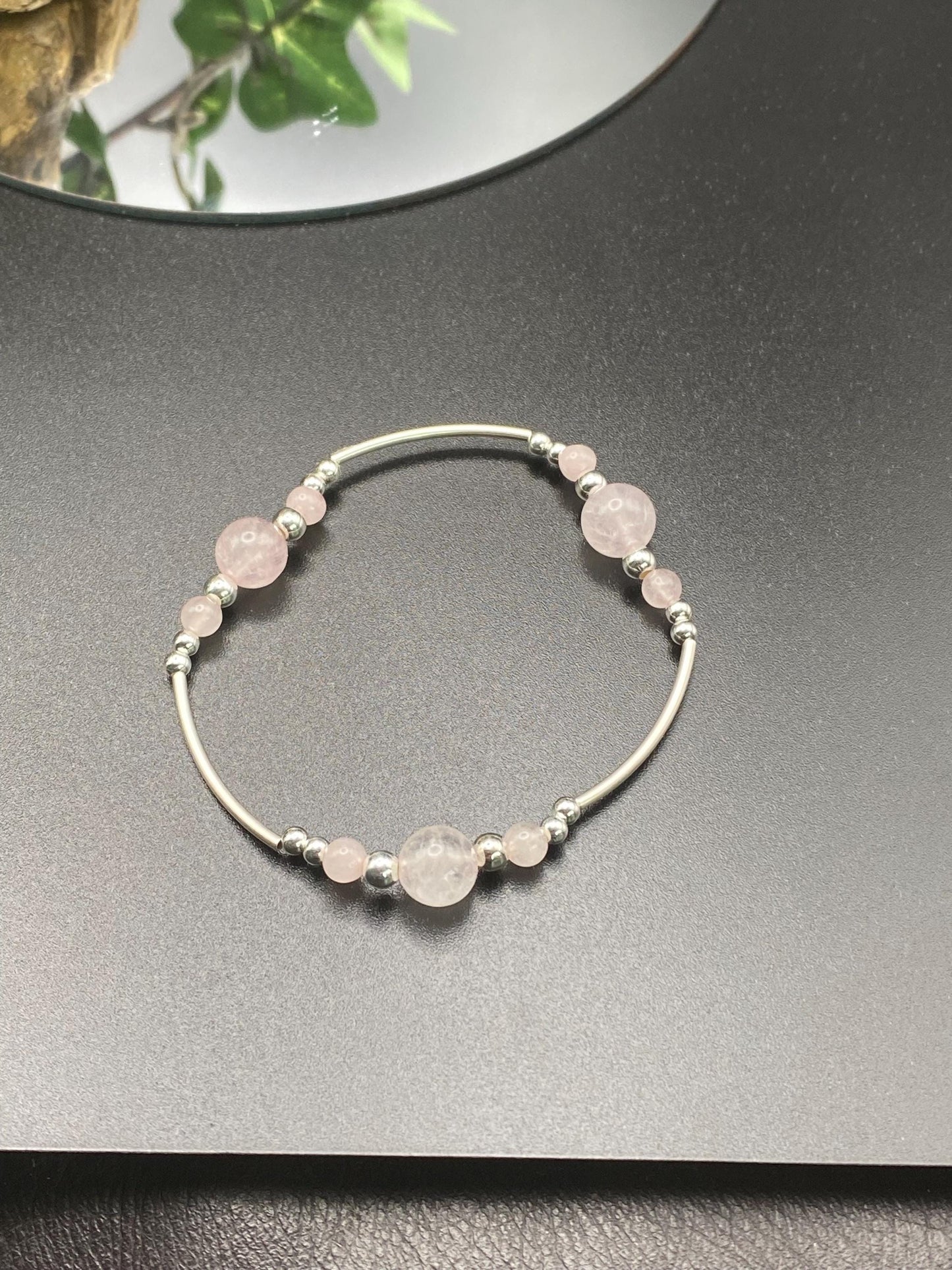 Rose Quartz and Sterling Silver Bracelet Pink Healing and Love Crystal Womens Gemstone Jewellery Birthday Gift Mothers Day Bridesmaids Gift