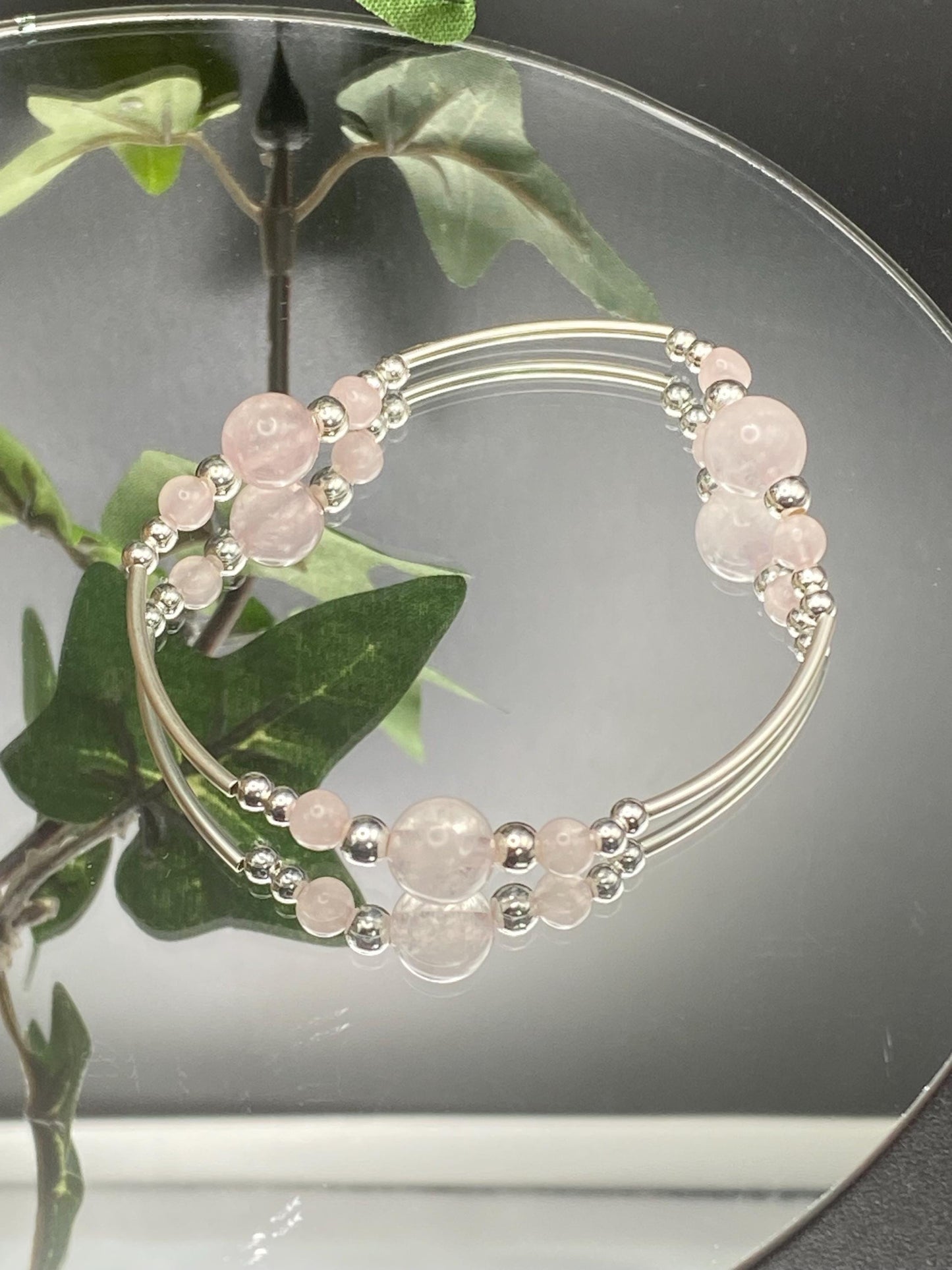 Rose Quartz and Sterling Silver Bracelet Pink Healing and Love Crystal Womens Gemstone Jewellery Birthday Gift Mothers Day Bridesmaids Gift