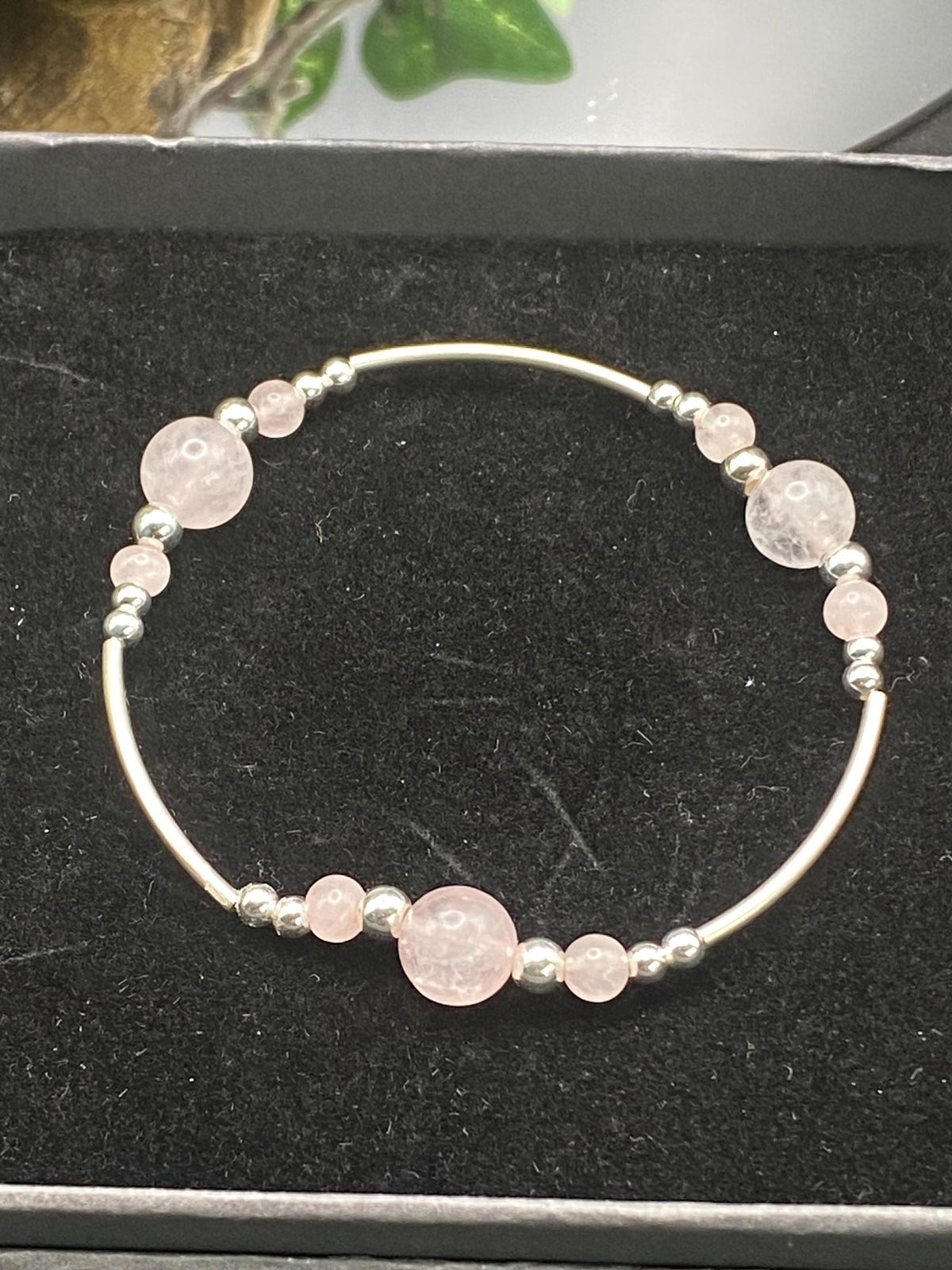 Rose Quartz and Sterling Silver Bracelet Pink Healing and Love Crystal Womens Gemstone Jewellery Birthday Gift Mothers Day Bridesmaids Gift