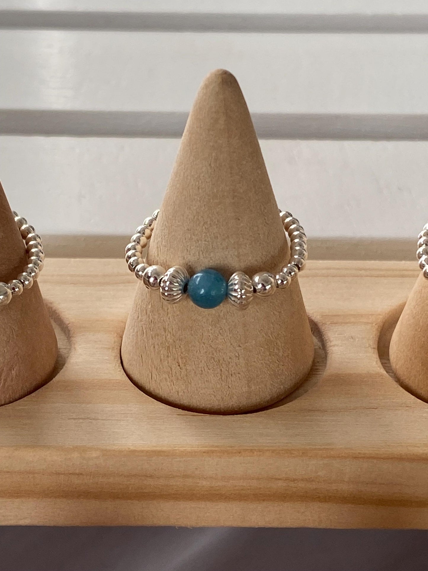 Aquamarine Birthstone Ring: Sterling Silver Stretch Ring, March Jewellery