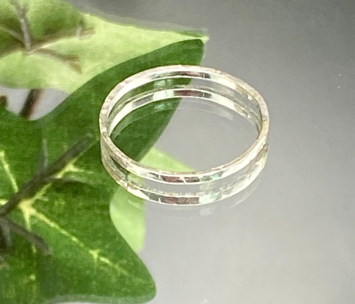 Dainty Textured Sterling Silver Stacking Ring: Handmade Jewellery