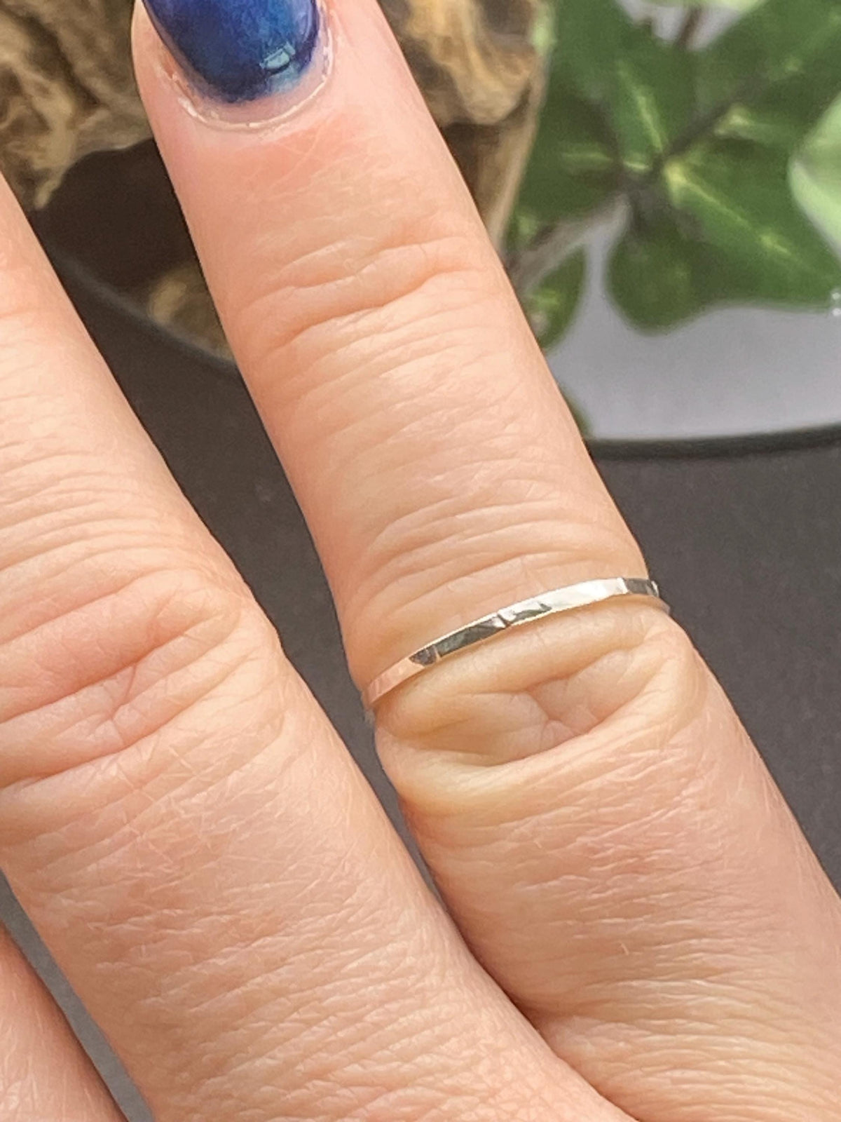 Dainty Textured Sterling Silver Stacking Ring: Handmade Jewellery