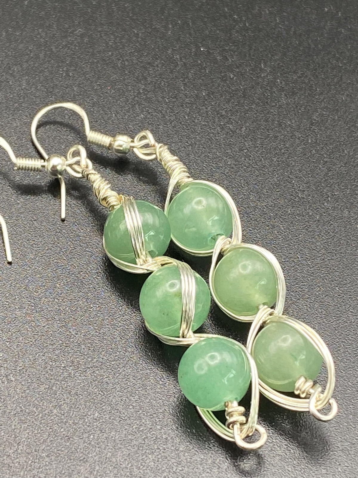 Aventurine and Silver Wire Wrapped Earrings: Healing Crystal Jewellery