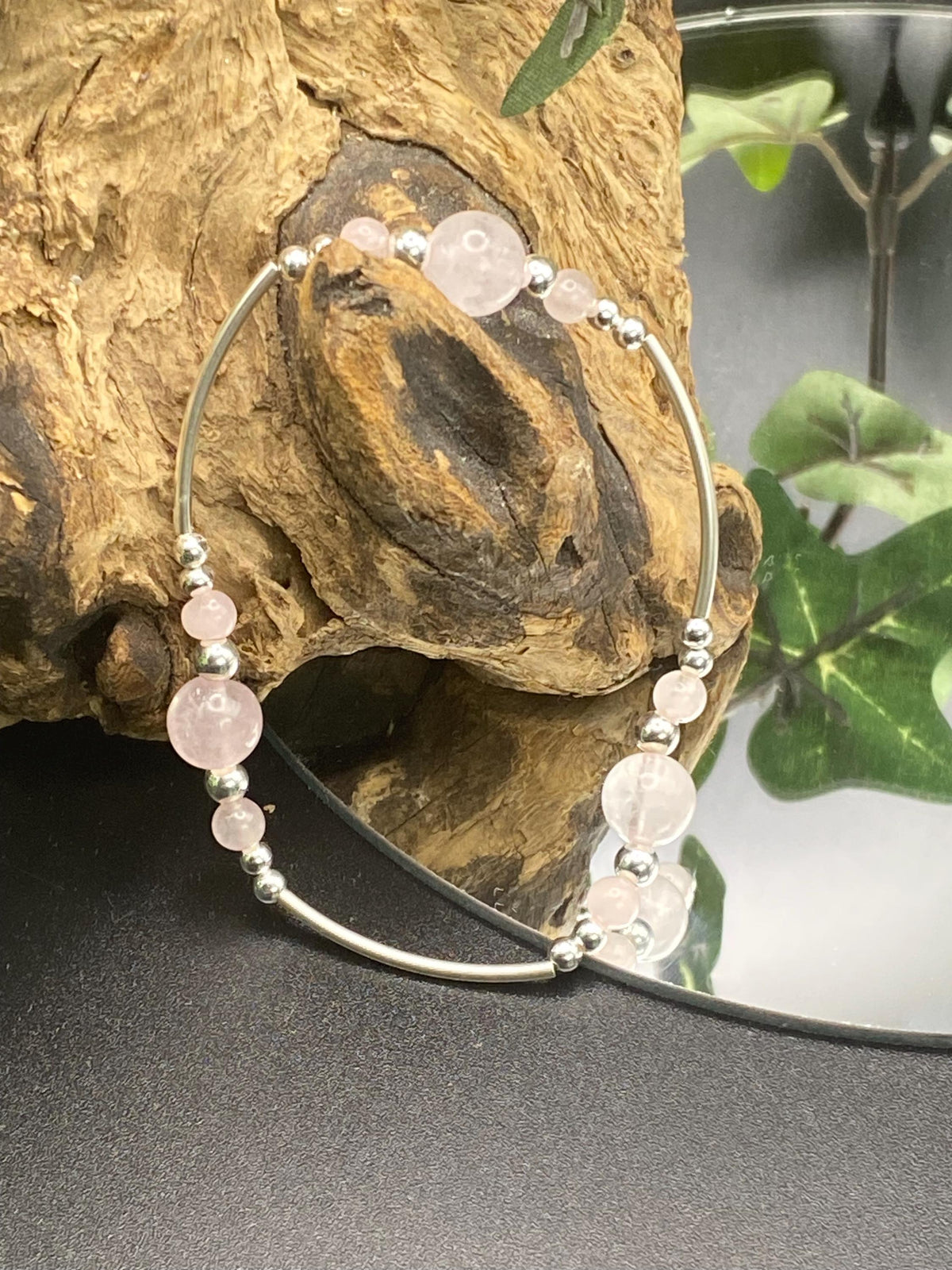 Rose Quartz and Sterling Silver Bracelet Pink Healing and Love Crystal Womens Gemstone Jewellery Birthday Gift Mothers Day Bridesmaids Gift