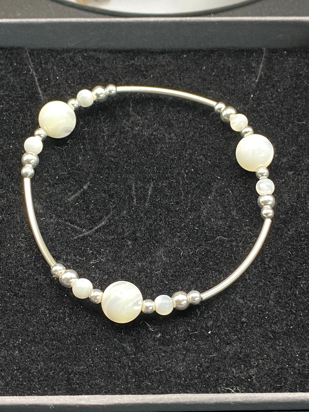Mother of Pearl Sterling Silver Bracelet, Gemstone Healing Jewellery