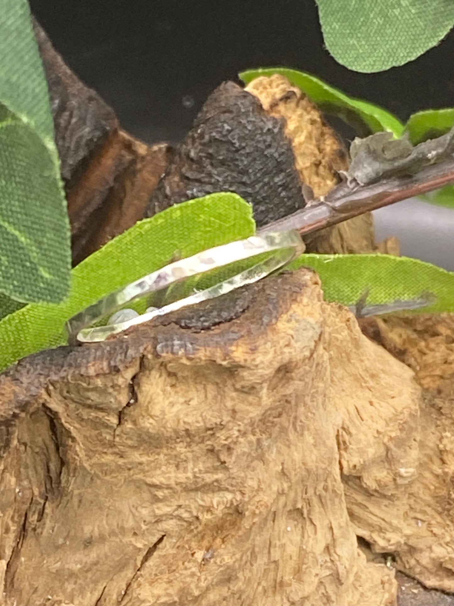 Dainty Textured Sterling Silver Stacking Ring: Handmade Jewellery