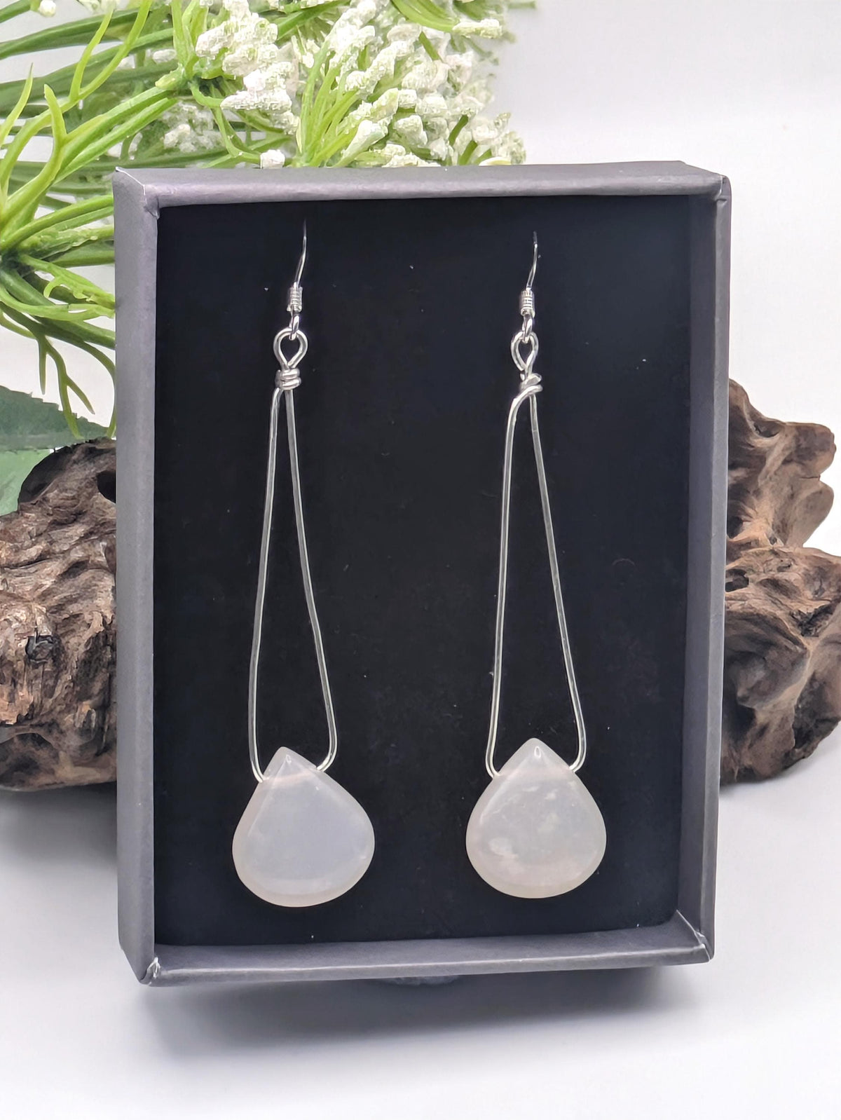 Quartz and Silver Dangle Earrings: April Birthstone Jewellery