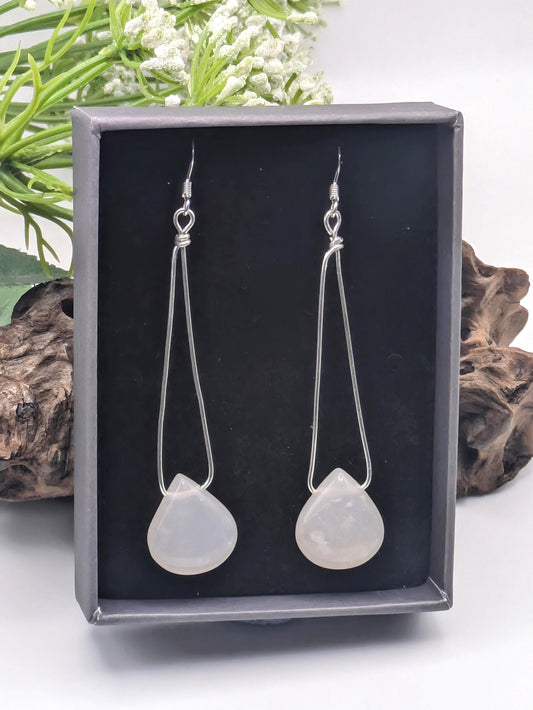 Quartz and Silver Dangle Earrings: April Birthstone Jewellery